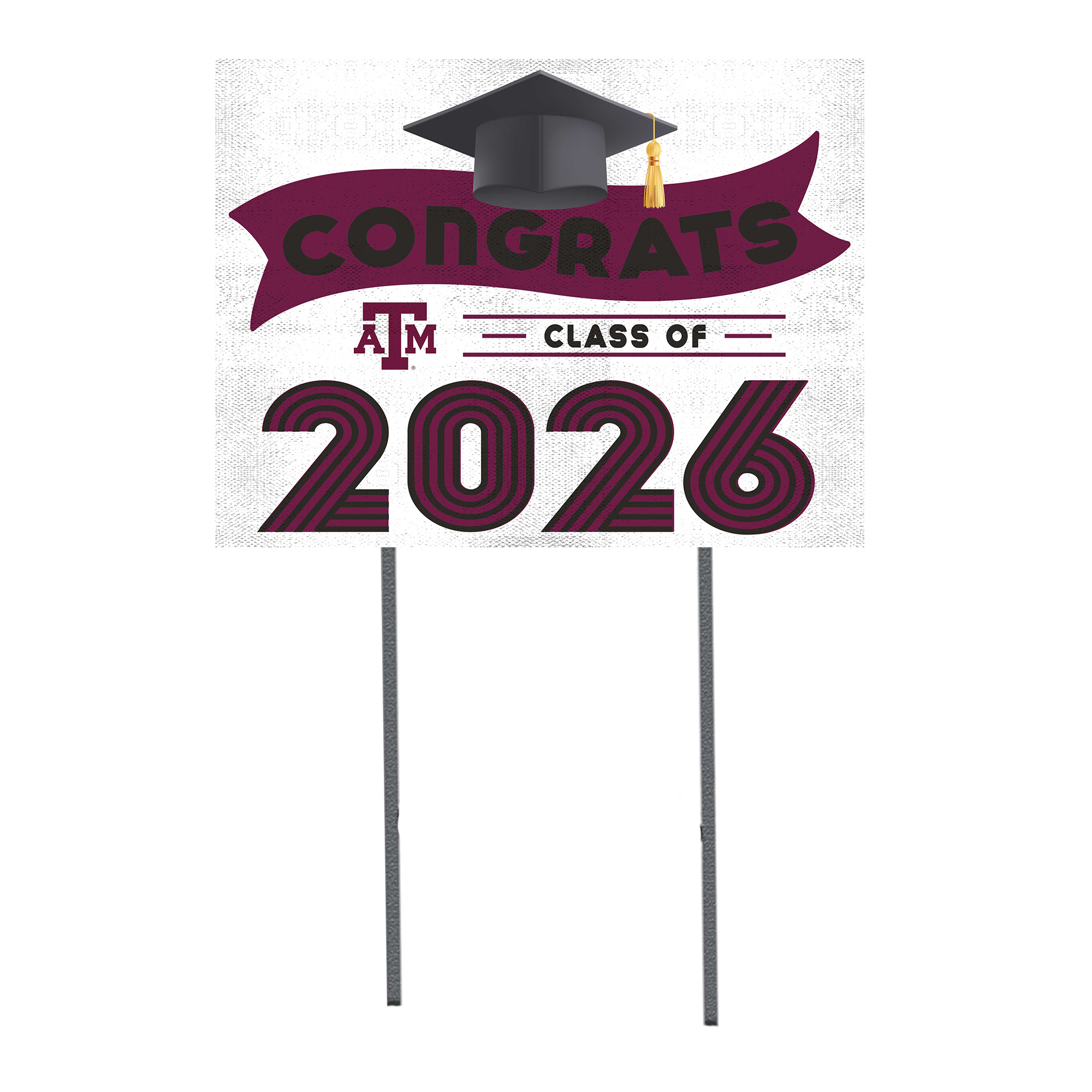 Texas A&M Aggies 18" x 24" 2026 Grad Yard Sign with Stakes