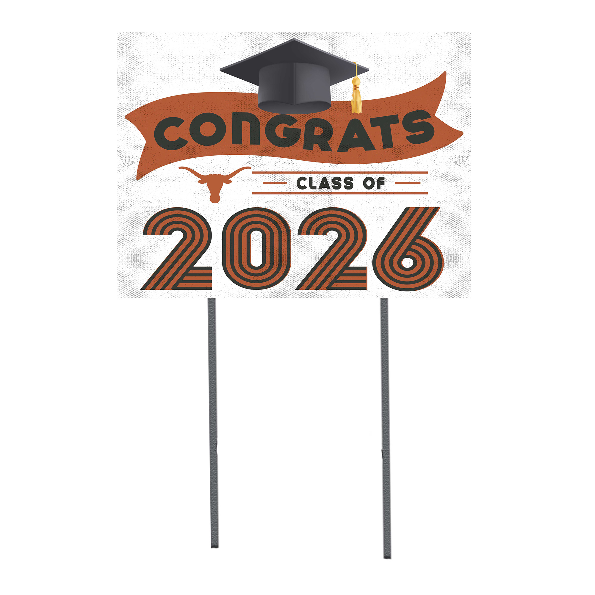 Texas Longhorns 18" x 24" 2026 Grad Yard Sign with Stakes