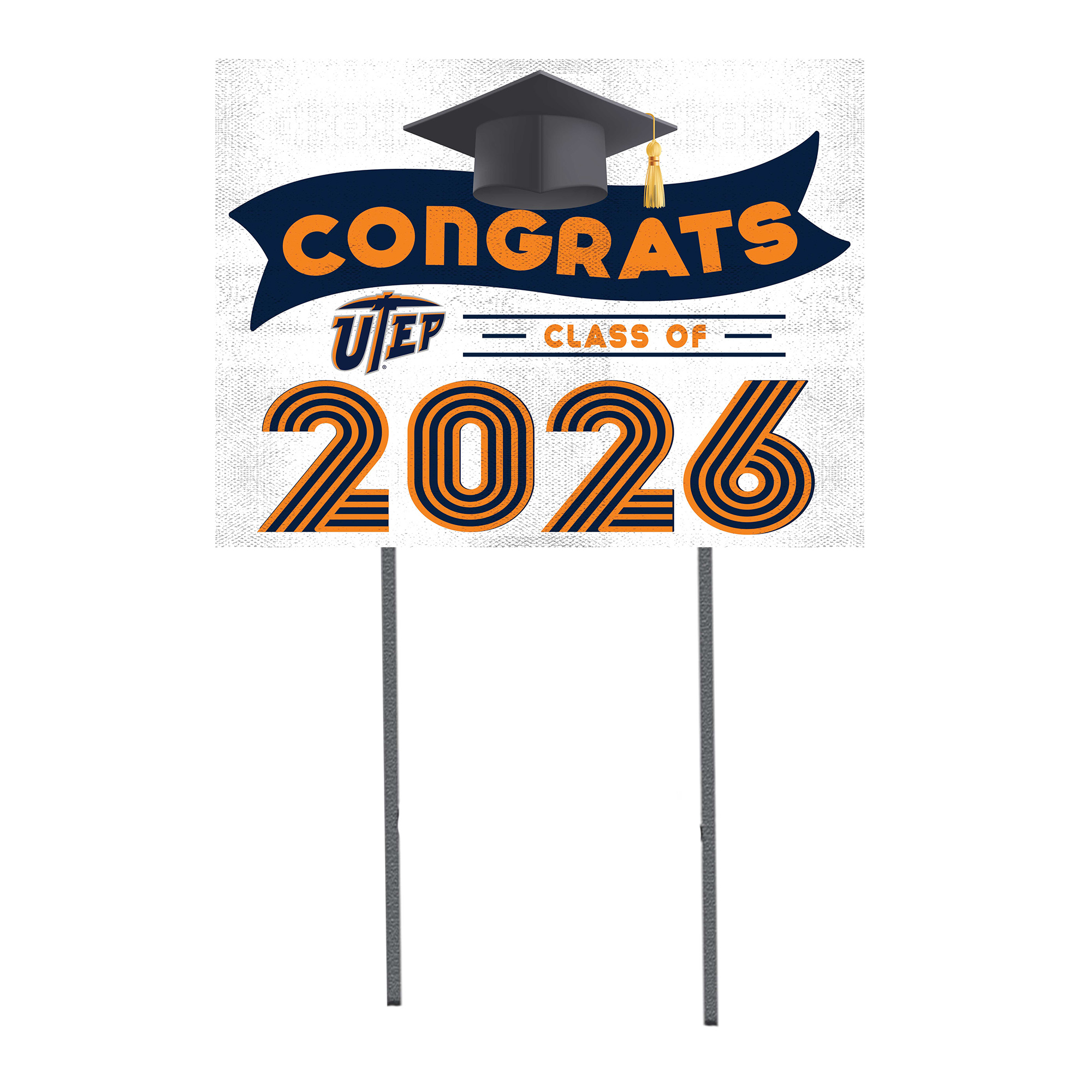 UTEP Miners 18" x 24" 2026 Grad Yard Sign with Stakes