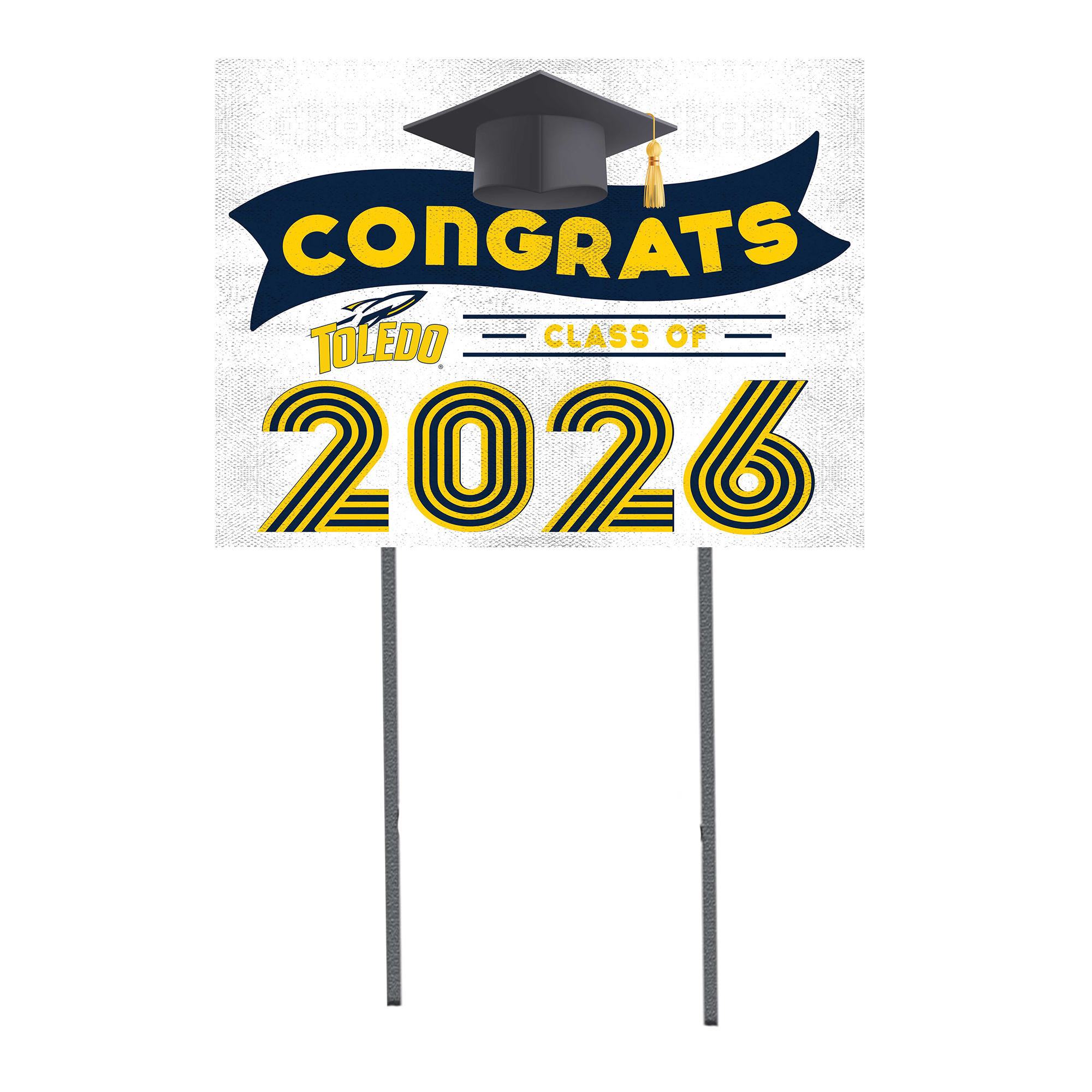 Toledo Rockets 18″ x 24″ 2026 Grad Yard Sign with Stakes Toledo Rockets 18″ x 24″ 2026 Grad Yard Sign with Stakes