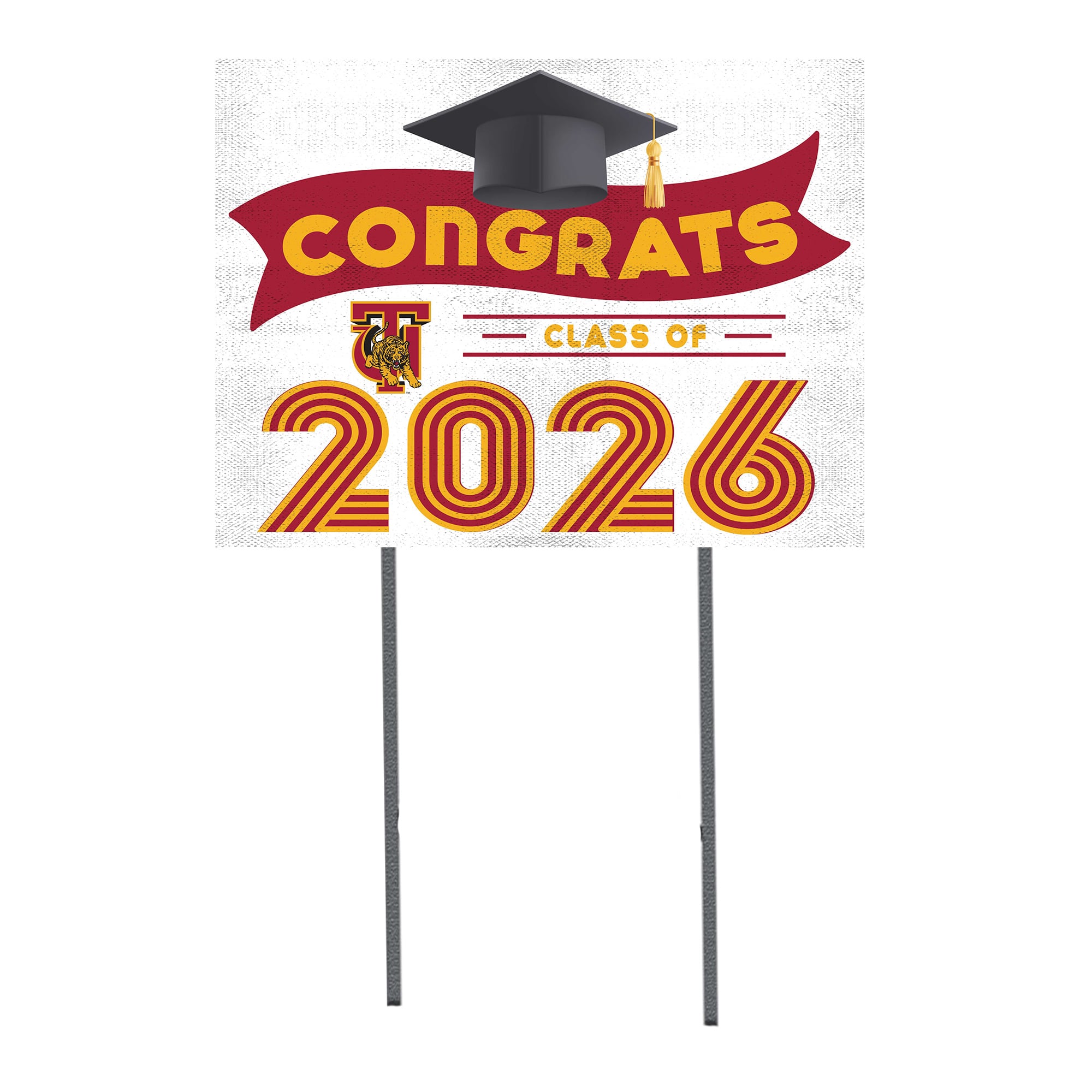 Tuskegee Golden Tigers 18" x 24" 2026 Grad Yard Sign with Stakes