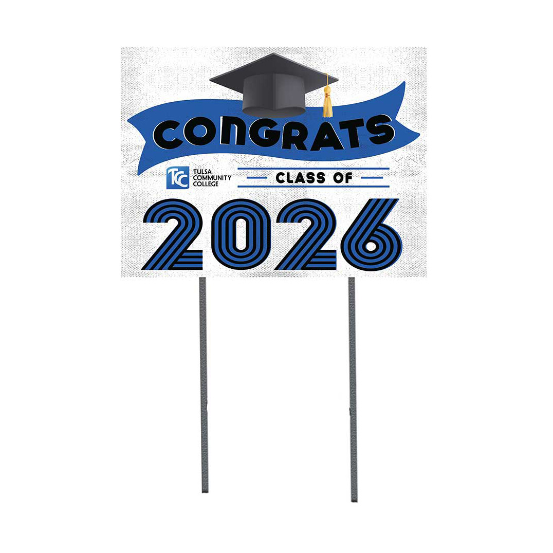 Tulsa Community College 18" x 24" 2026 Grad Yard Sign with Stakes
