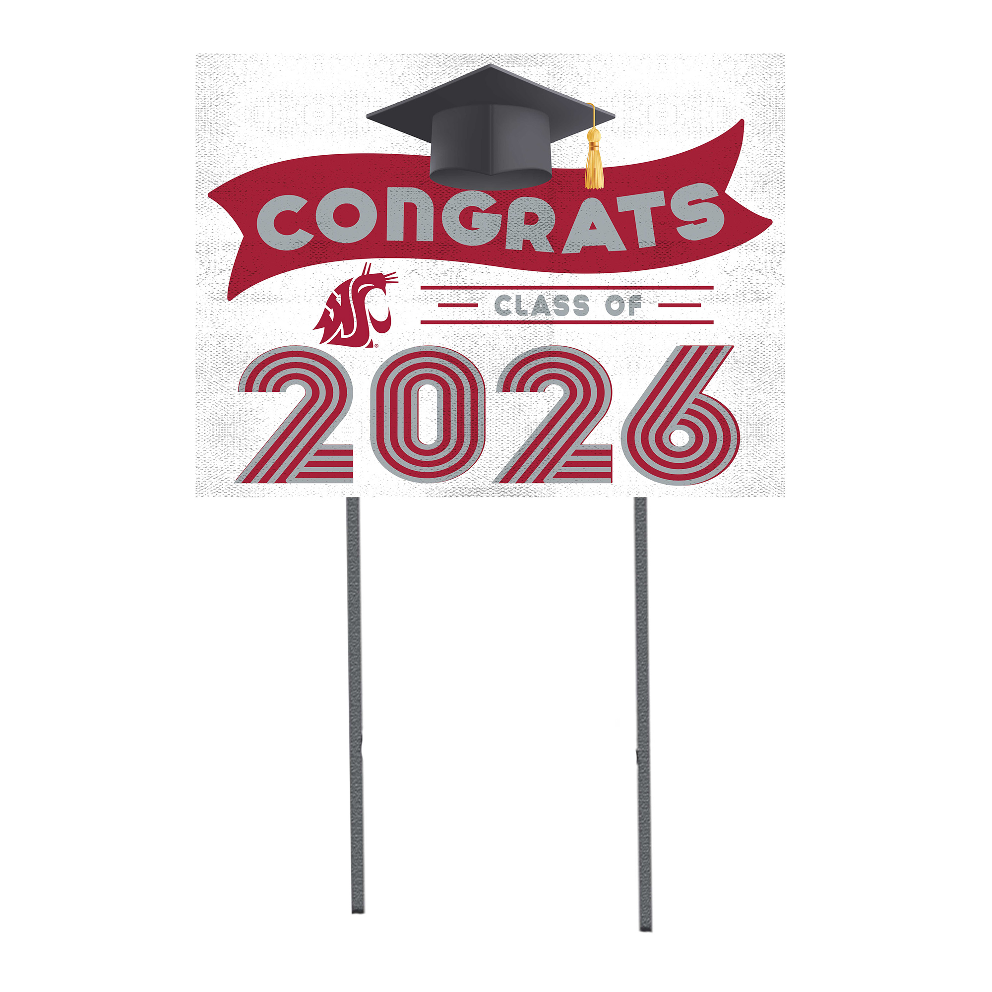 Washington State Cougars 18" x 24" 2026 Grad Yard Sign with Stakes