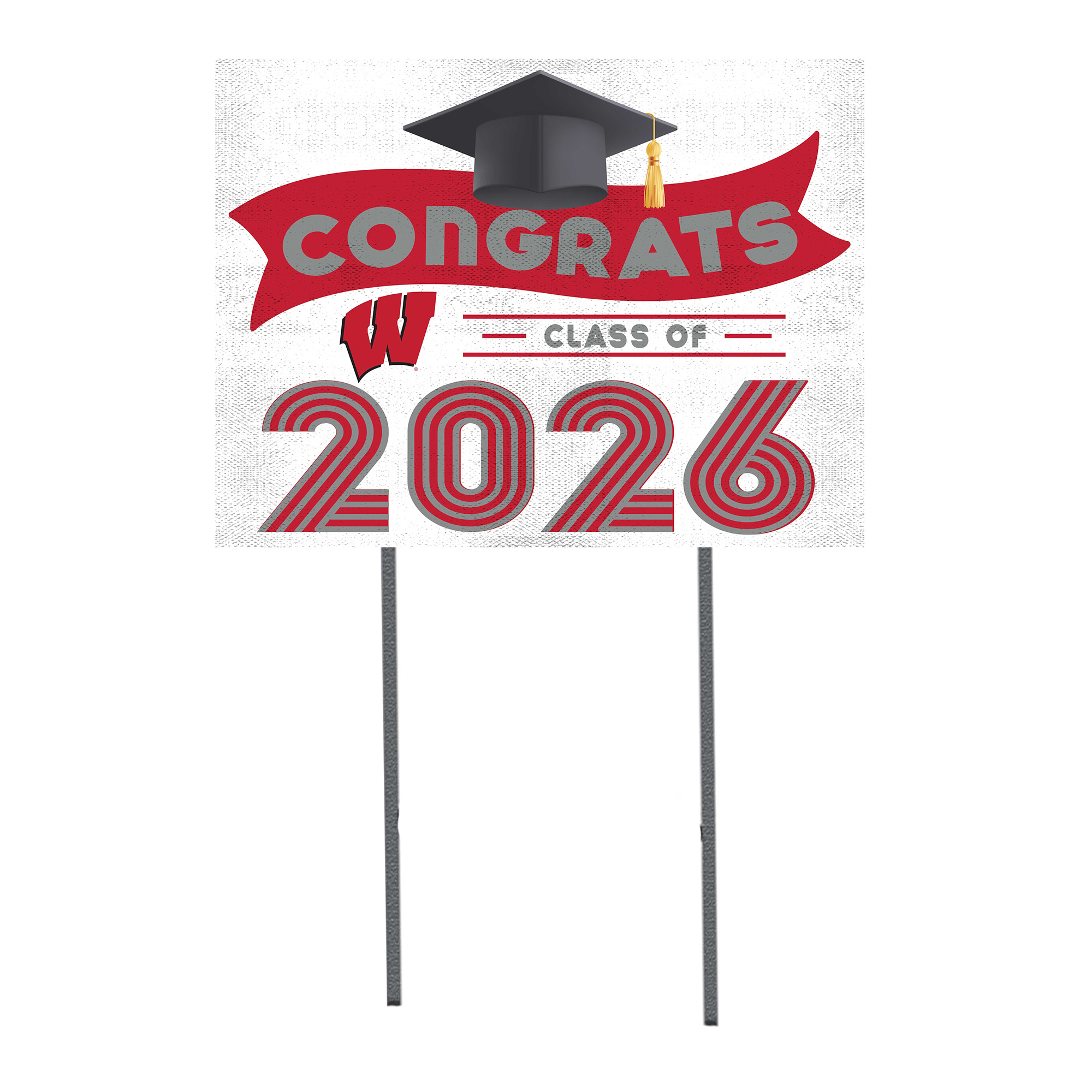 Wisconsin Badgers 18" x 24" 2026 Grad Yard Sign with Stakes