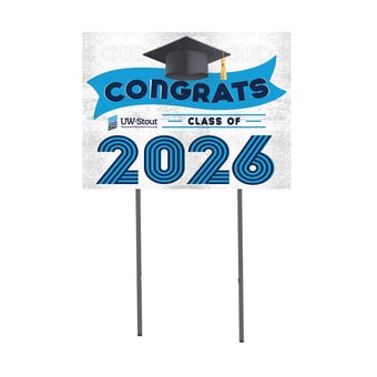 Wisconsin Stout Blue Devils 18" x 24" 2026 Grad Yard Sign with Stakes