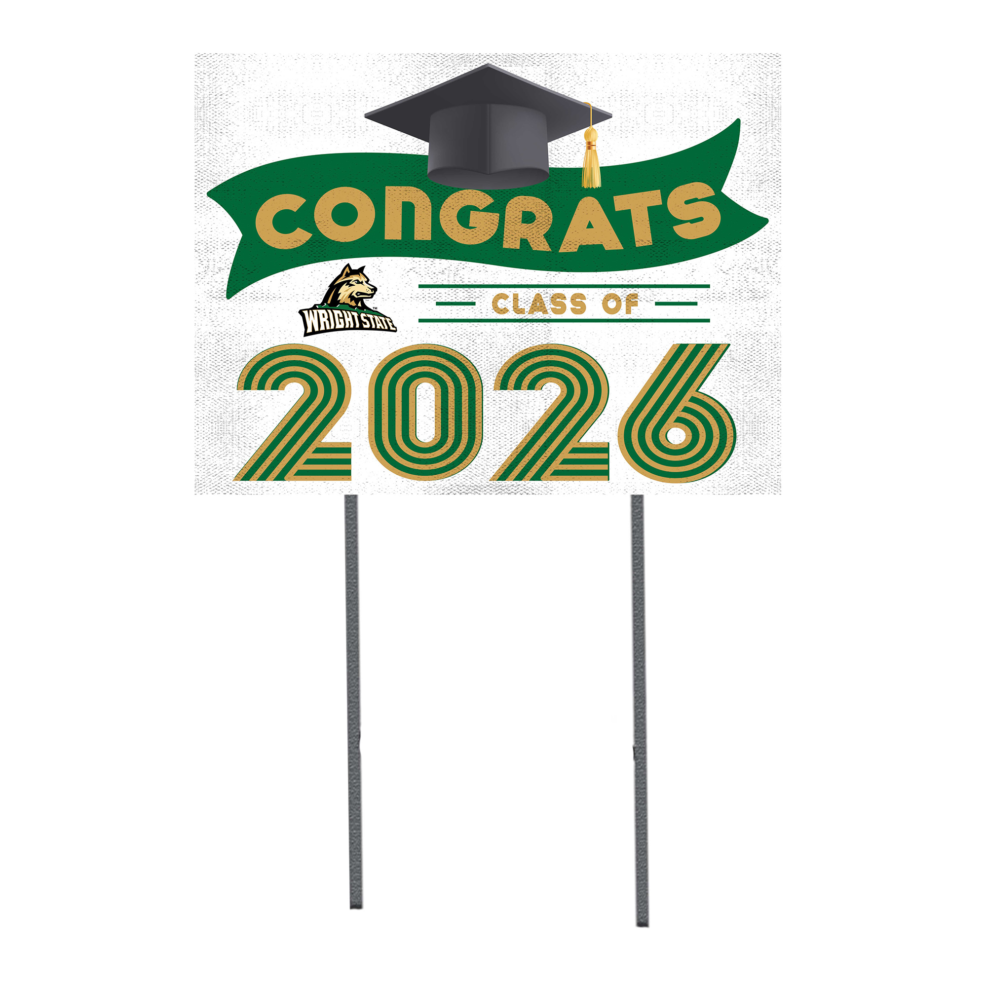 Wright State Raiders 18" x 24" 2026 Grad Yard Sign with Stakes