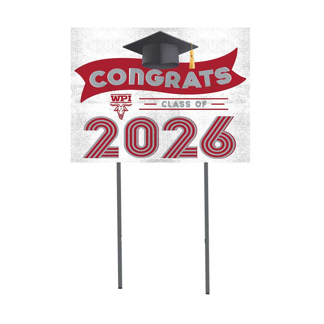 Worcester Polytechnic Institute Engineers 18" x 24" 2026 Grad Yard Sign with Stakes