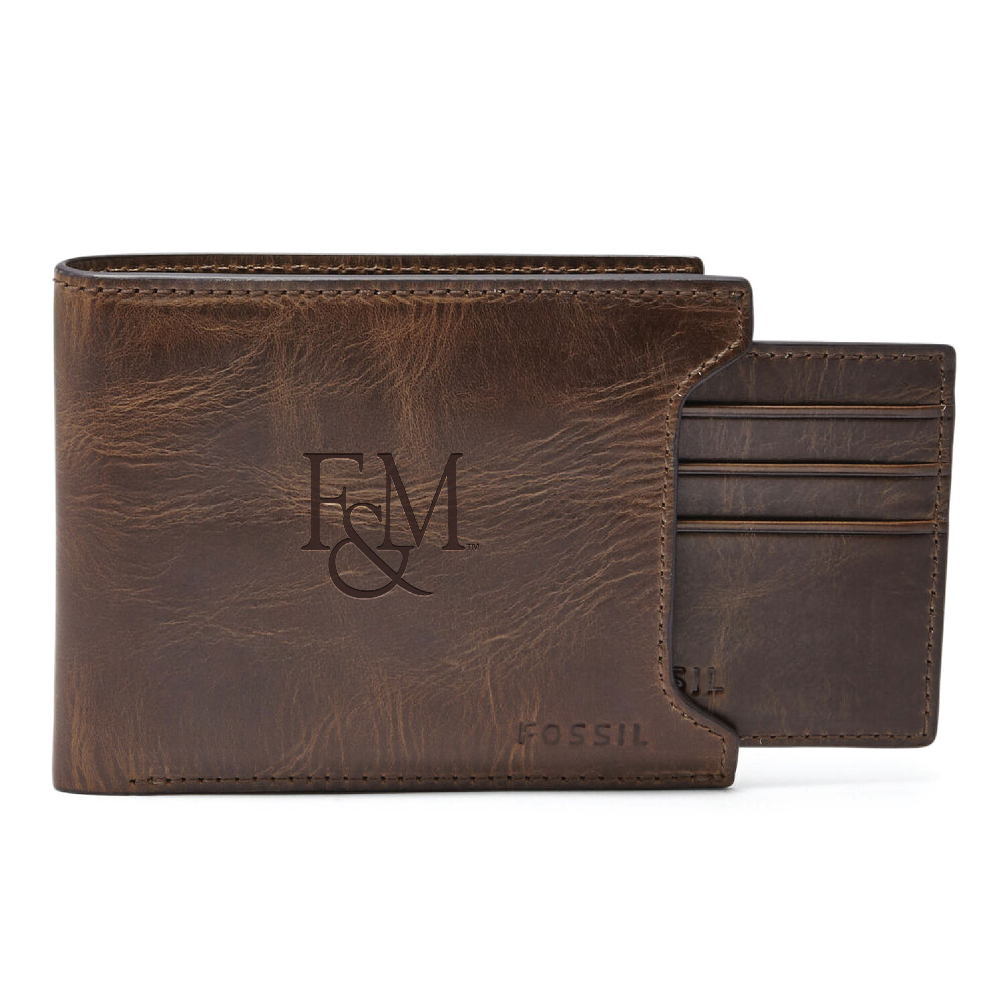 Fossil Brown Franklin & Marshall Diplomats Derrick Sliding Two-In-One Wallet