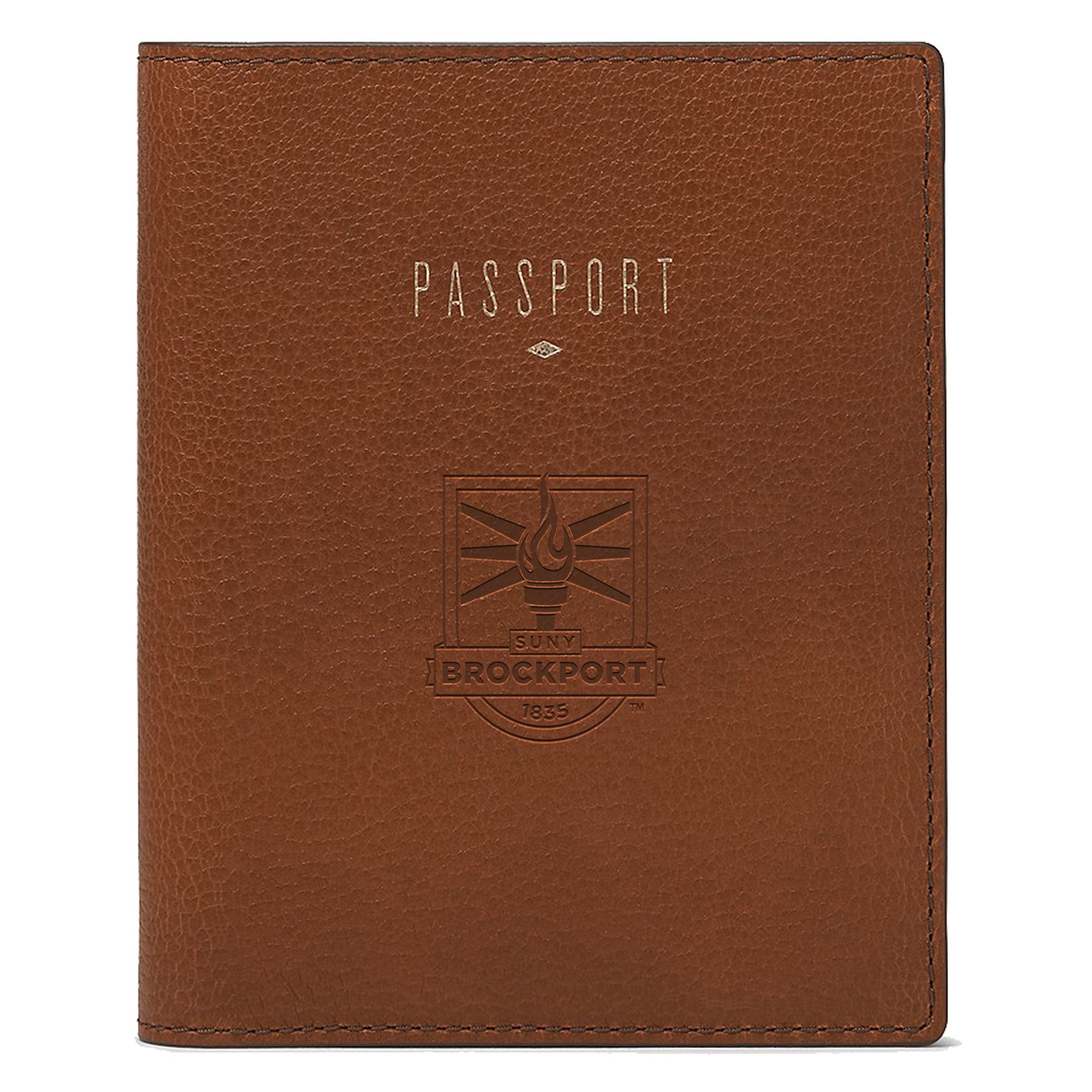 Fossil Brown SUNY Brockport Golden Eagles Travel RFID Passport Case