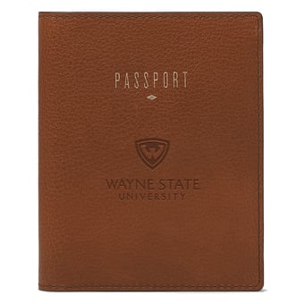 Fossil Brown Wayne State Warriors Travel RFID Passport Case