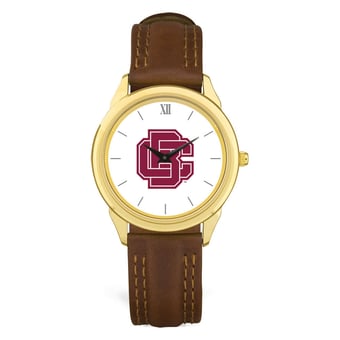 Men's  Gold Bethune-Cookman Wildcats Brown Leather Watch