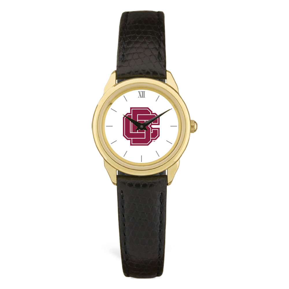 Women's  Gold Bethune-Cookman Wildcats Black Leather Wristwatch