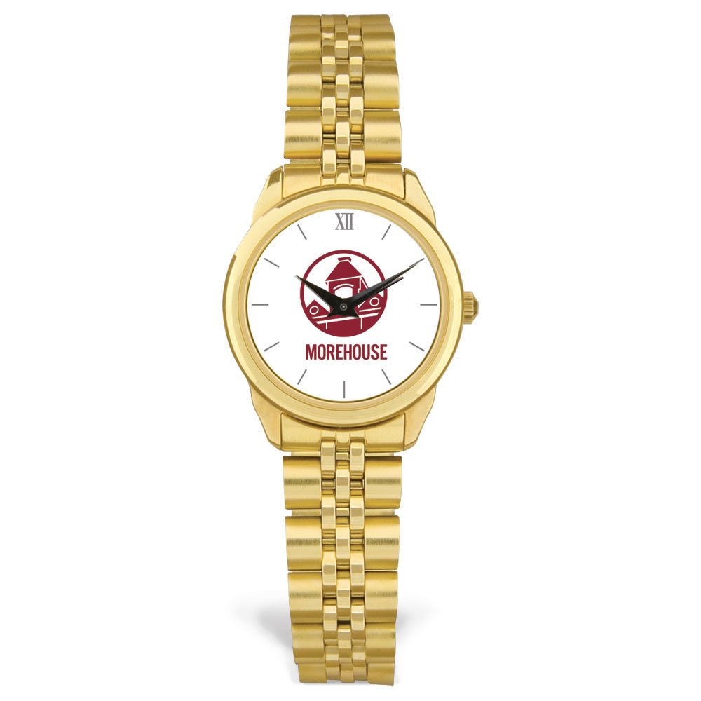 Women's  Gold Morehouse Maroon Tigers Rolled Link Bracelet Wristwatch