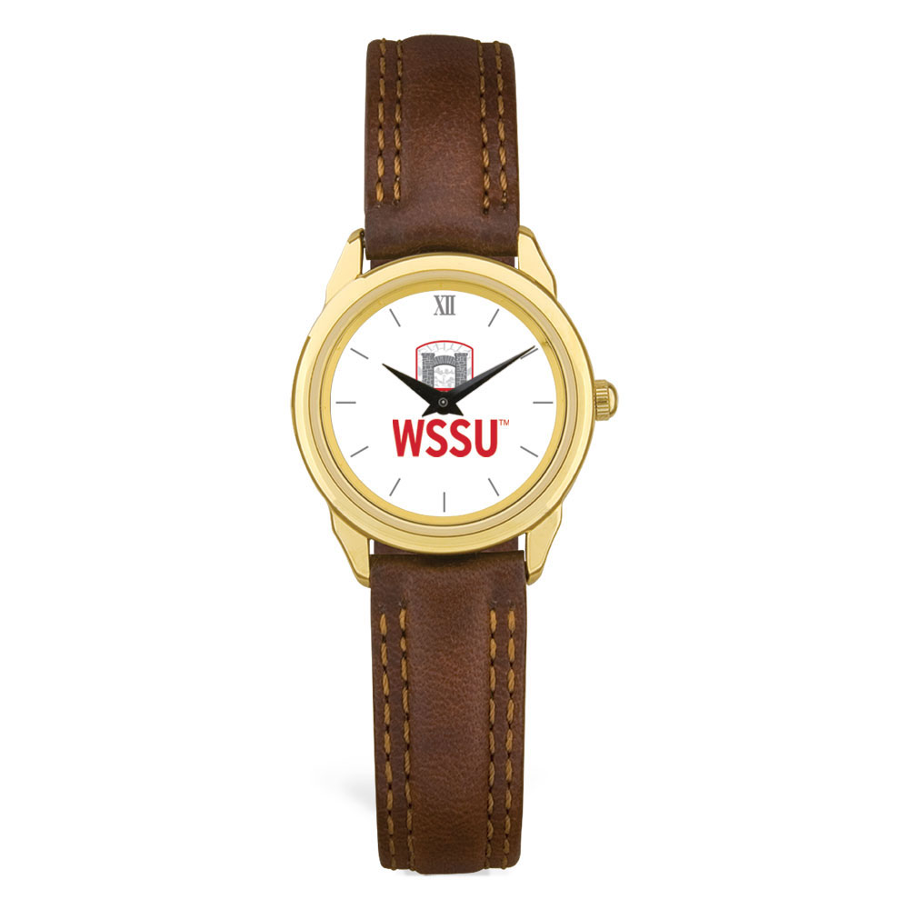Women's  Gold Winston-Salem State Rams Brown Leather Watch