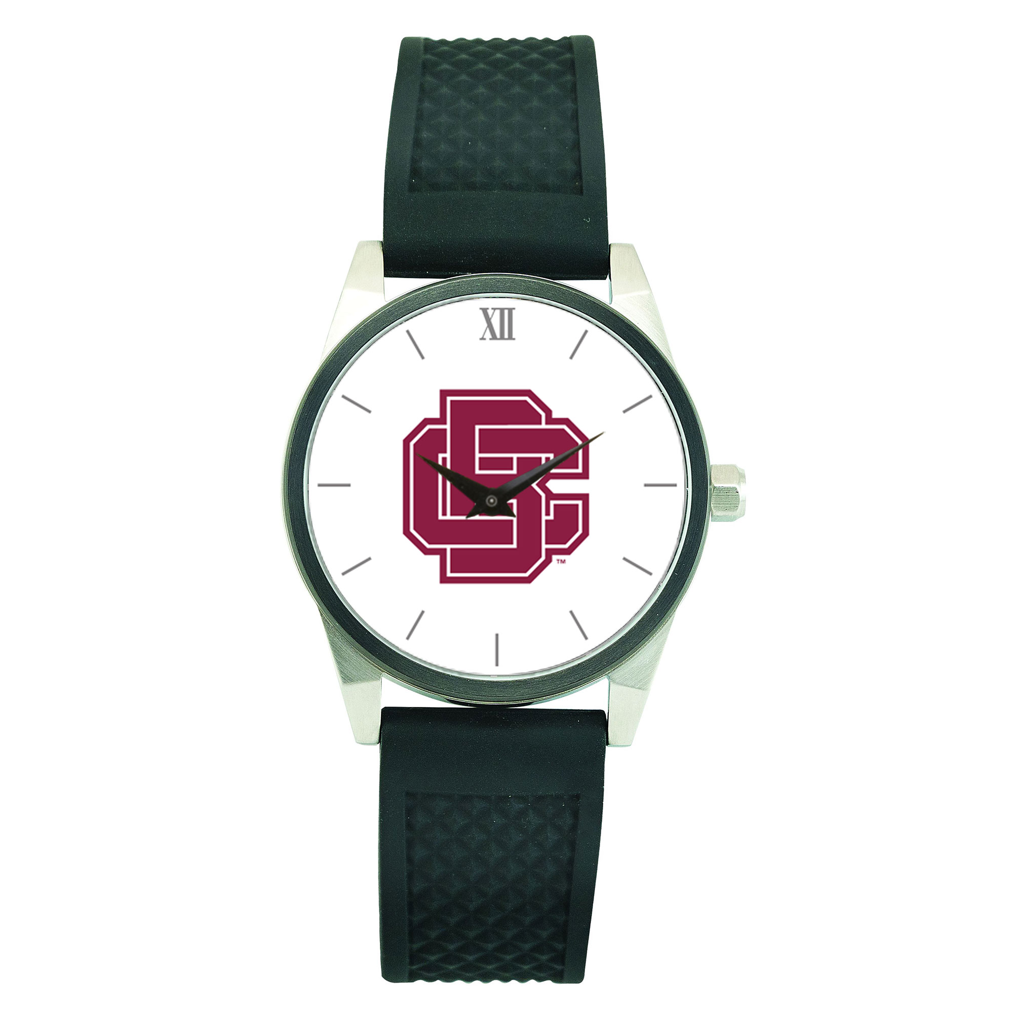 Men's  Silver Bethune-Cookman Wildcats Black Silicone Strap Wristwatch