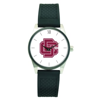 Men's  Silver Bethune-Cookman Wildcats Black Silicone Strap Wristwatch