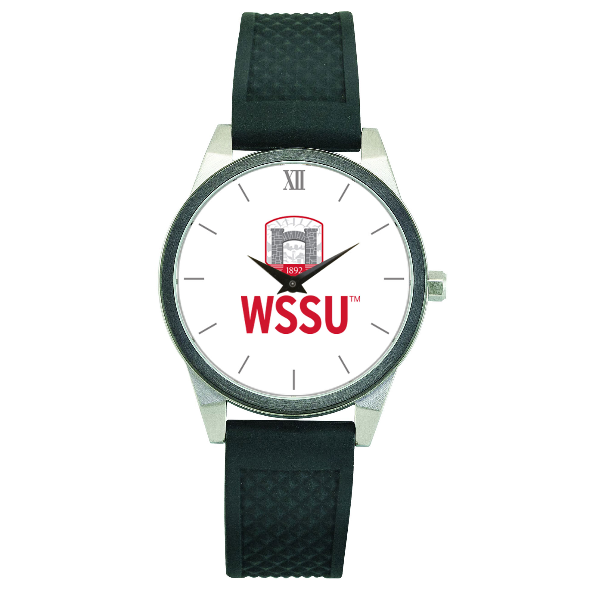Women's  Silver Winston-Salem State Rams Black Silicone Strap Wristwatch