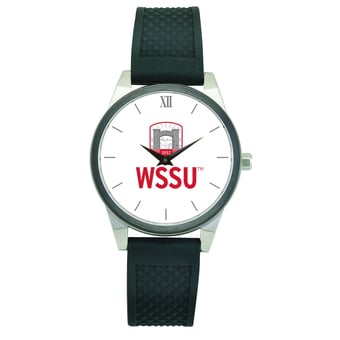 Women's  Silver Winston-Salem State Rams Black Silicone Strap Wristwatch