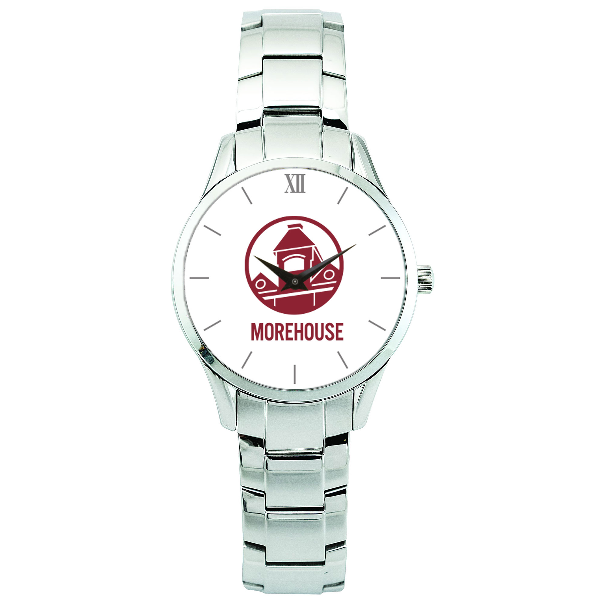 Men's  Silver Morehouse Maroon Tigers Stainless Steel Wristwatch