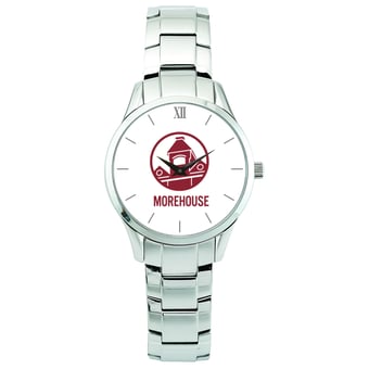 Women's  Silver Morehouse Maroon Tigers Stainless Steel Wristwatch