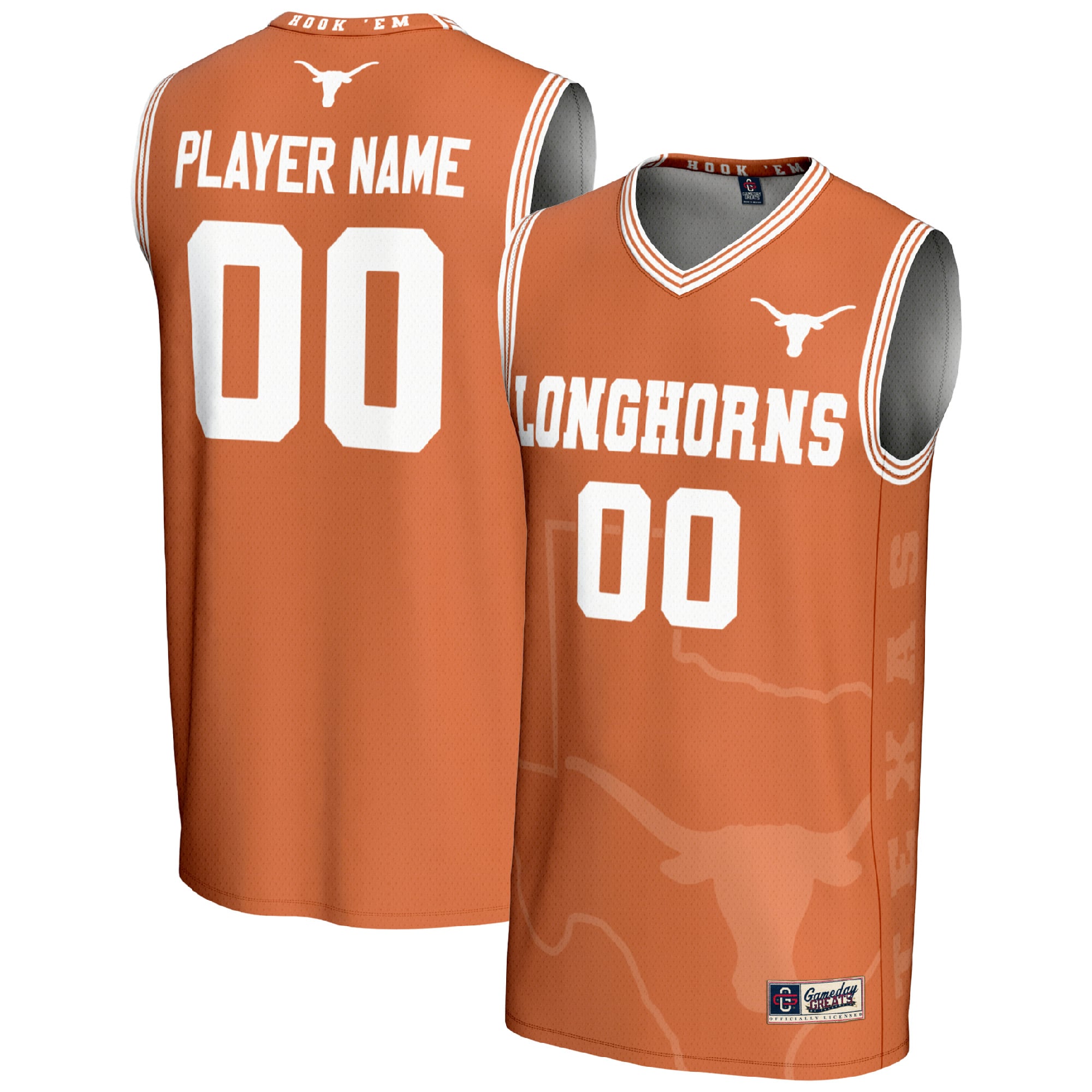 Youth GameDay Greats Texas Orange Texas Longhorns NIL Pick-A-Player Women's Basketball Lightweight Icon Print Jersey