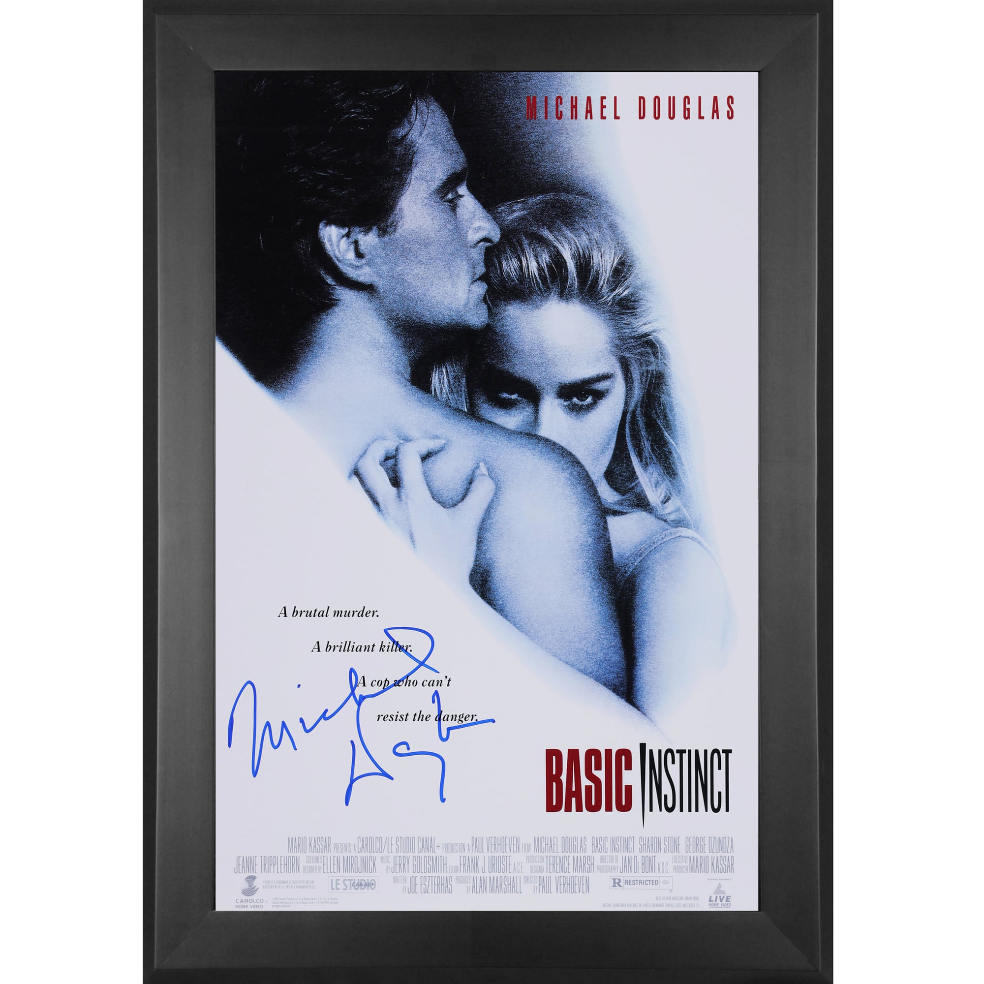 Michael Douglas Basic Instinct Autographed Framed 11" x 17" Movie Poster