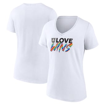 Women's White Atlanta Dream Love Wins V-Neck T-Shirt