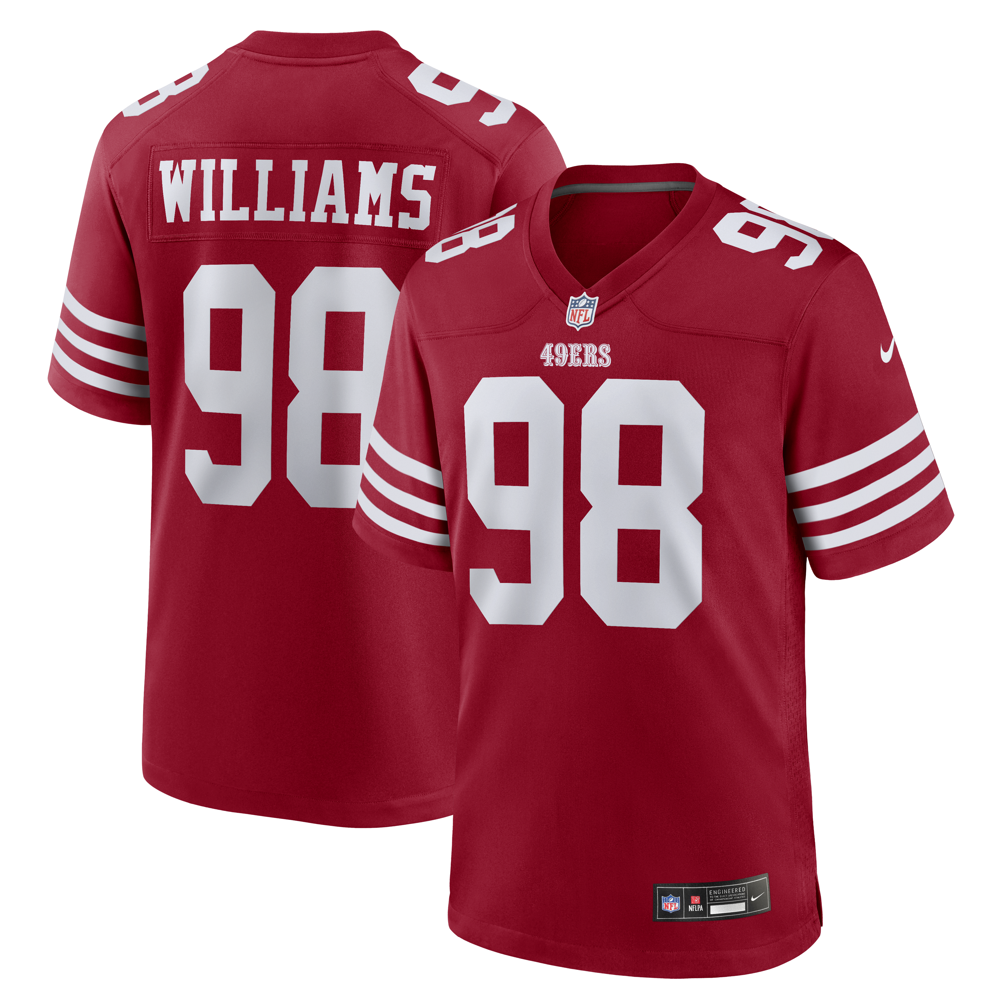 Men's Nike Mykel Williams Scarlet San Francisco 49ers Game Player Jersey