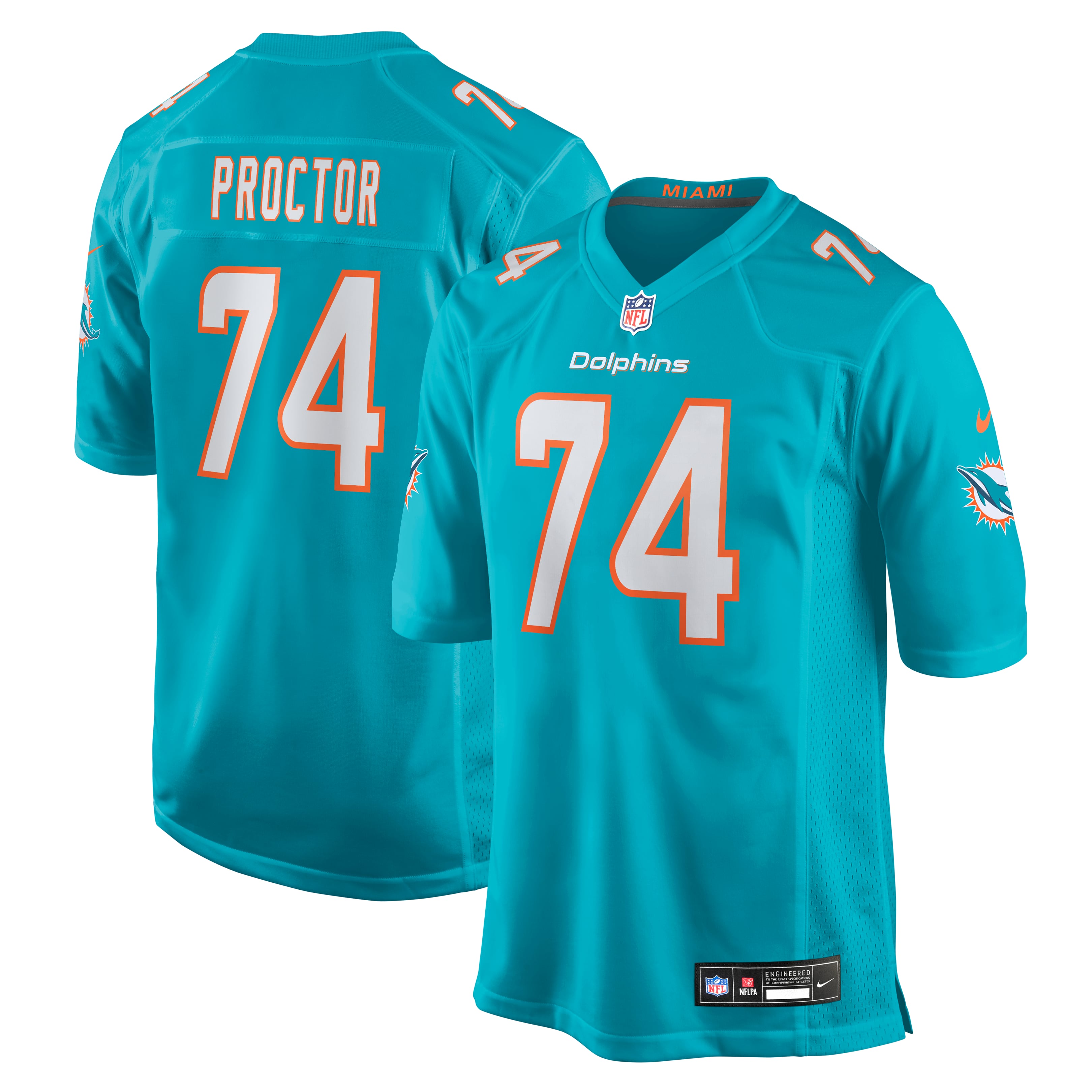 Men's Nike Kayden Proctor Aqua Miami Dolphins 2026 NFL Draft First Round Pick No. 12 Team Game Jersey