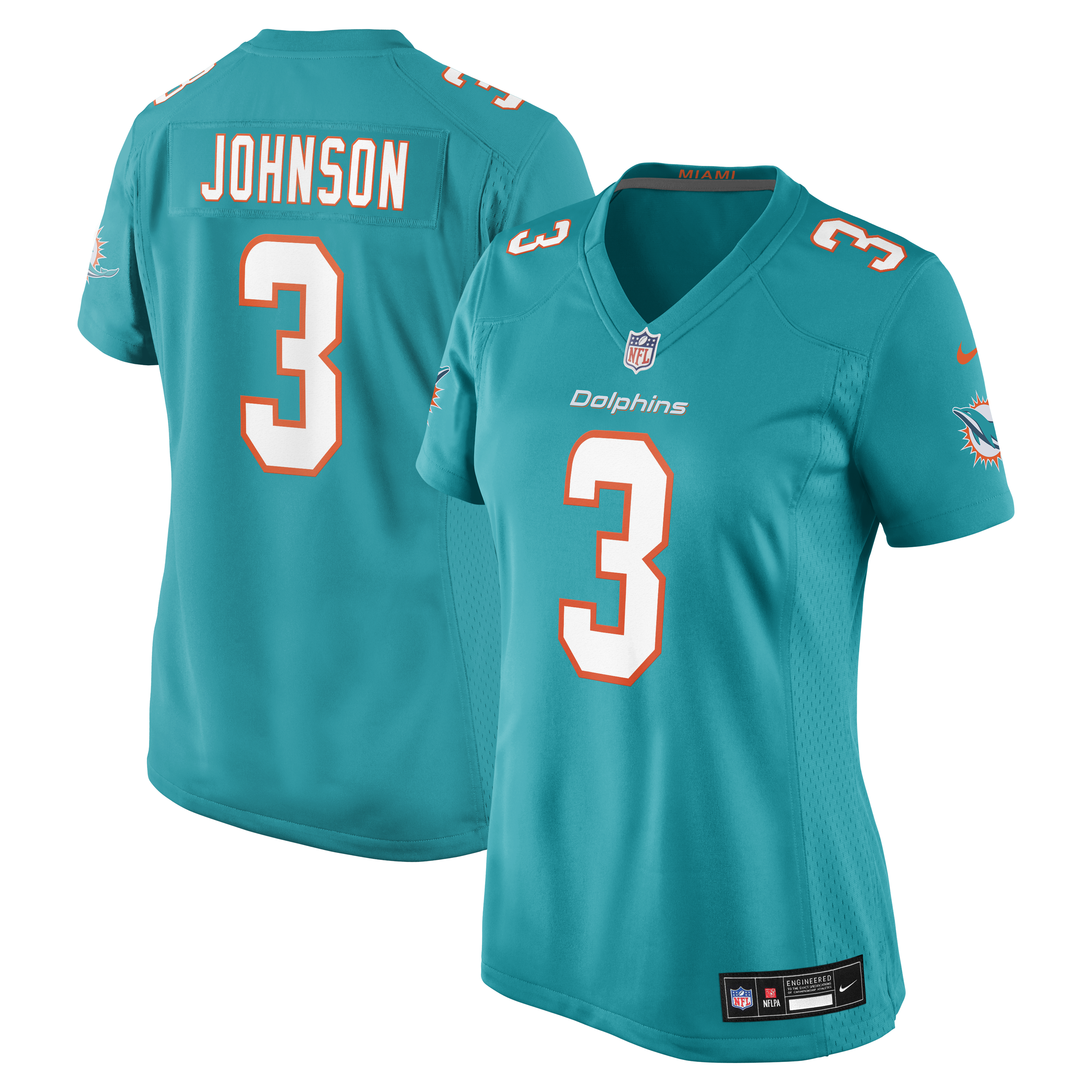 Women's Nike Chris Johnson Aqua Miami Dolphins Team Game Jersey