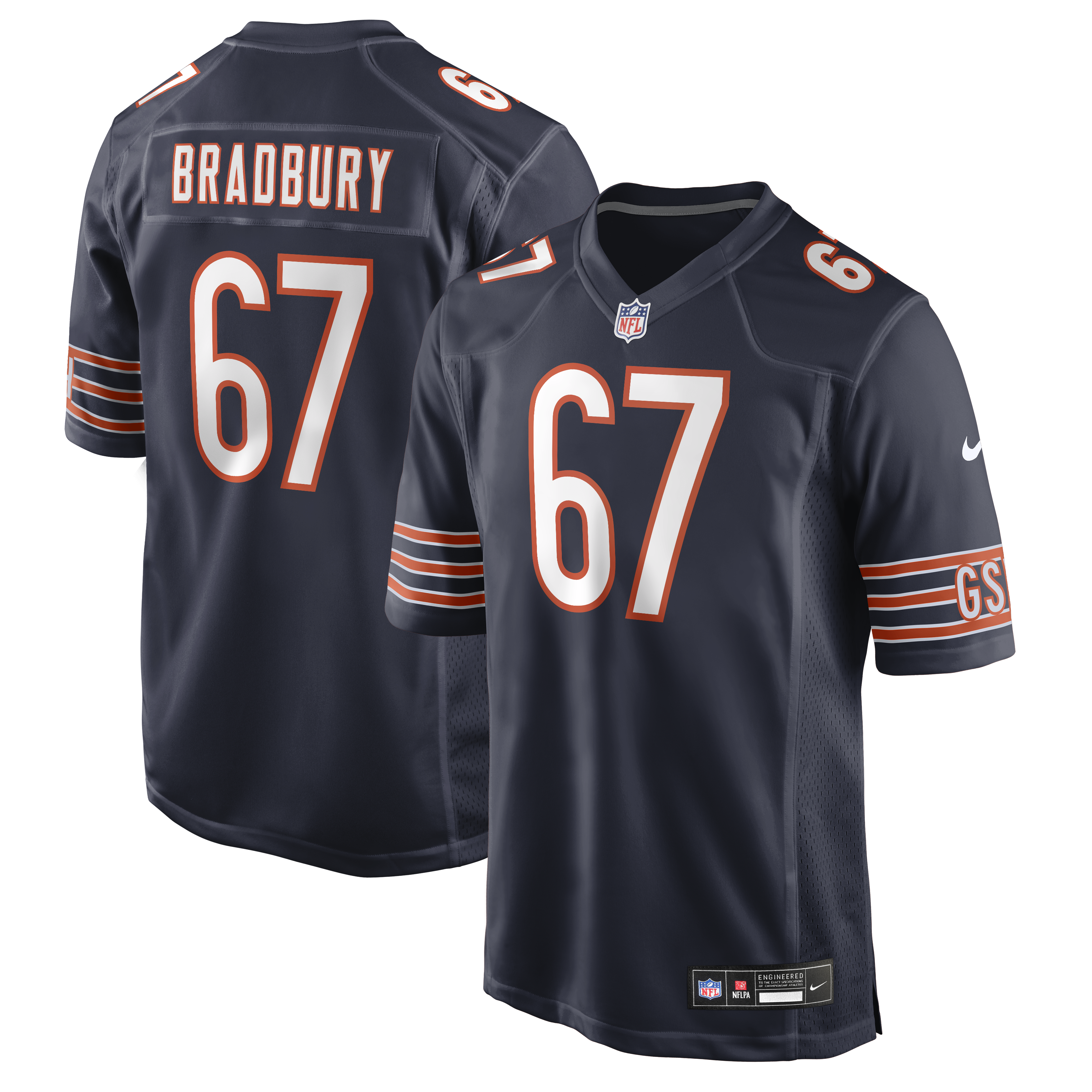 Men's Nike Garrett Bradbury Navy Chicago Bears Team Game Jersey