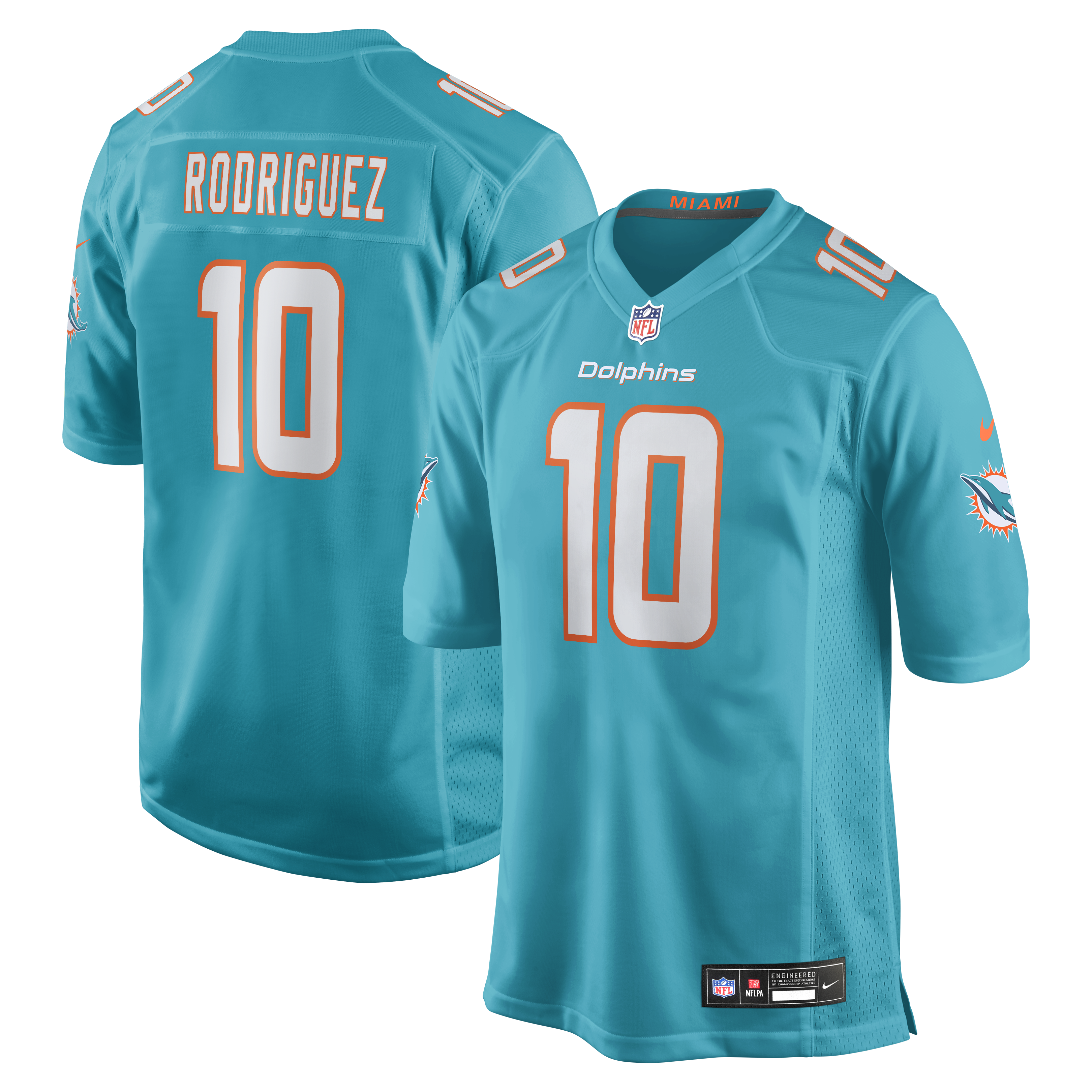 Men's Nike Jacob Rodriguez Aqua Miami Dolphins Game Jersey