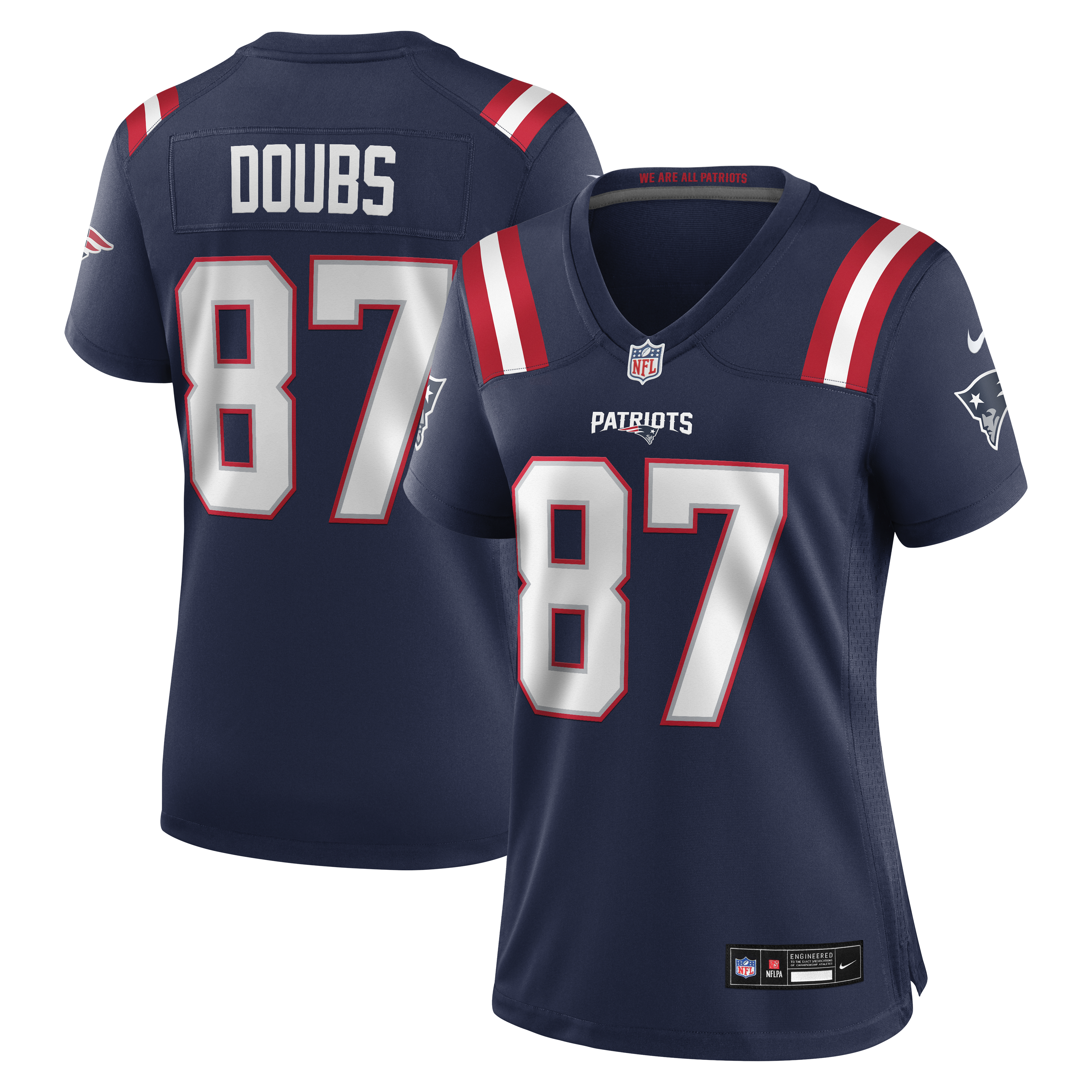 Women's Nike Romeo Doubs Navy New England Patriots Team Game Jersey