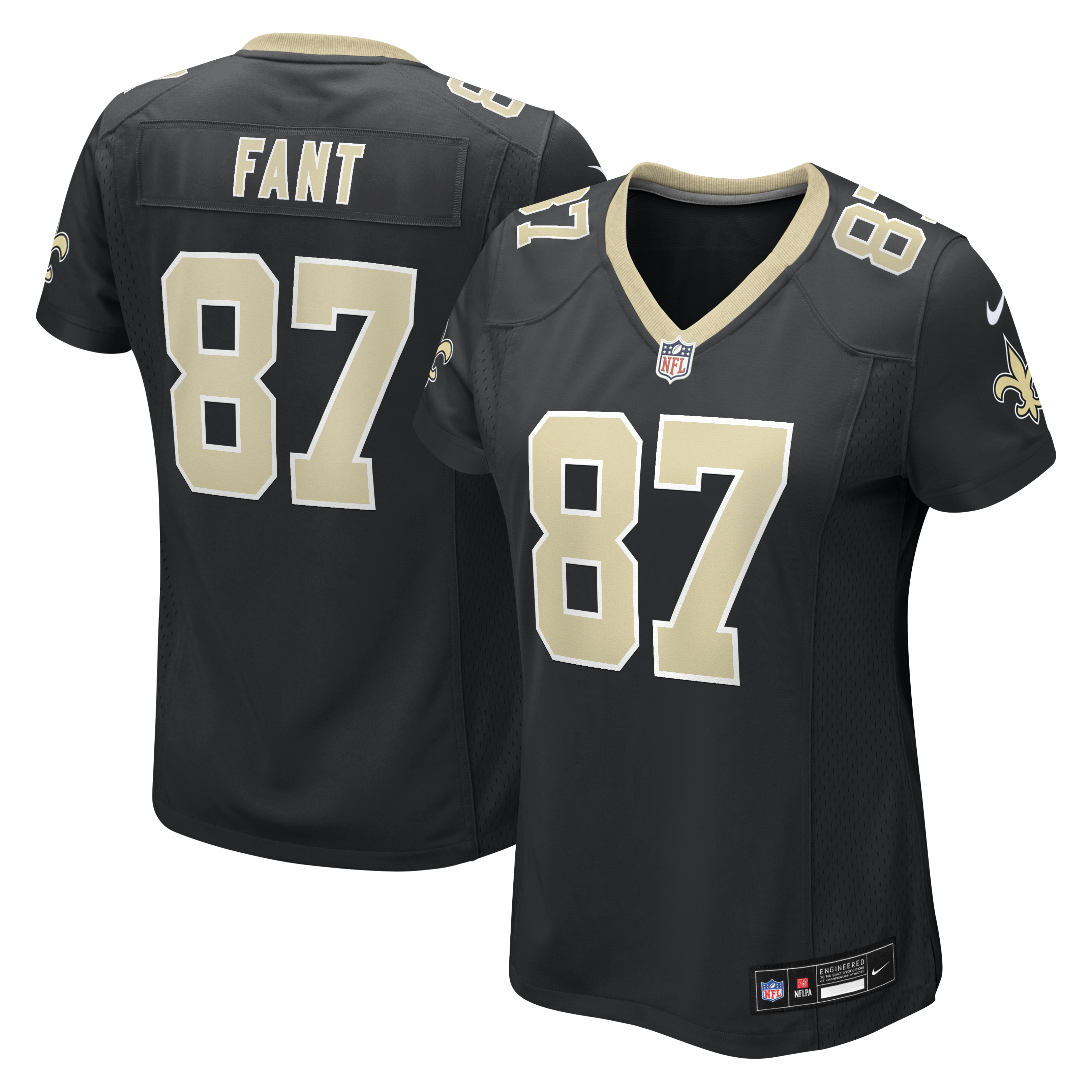 Women's Nike Noah Fant Black New Orleans Saints Team Game Jersey