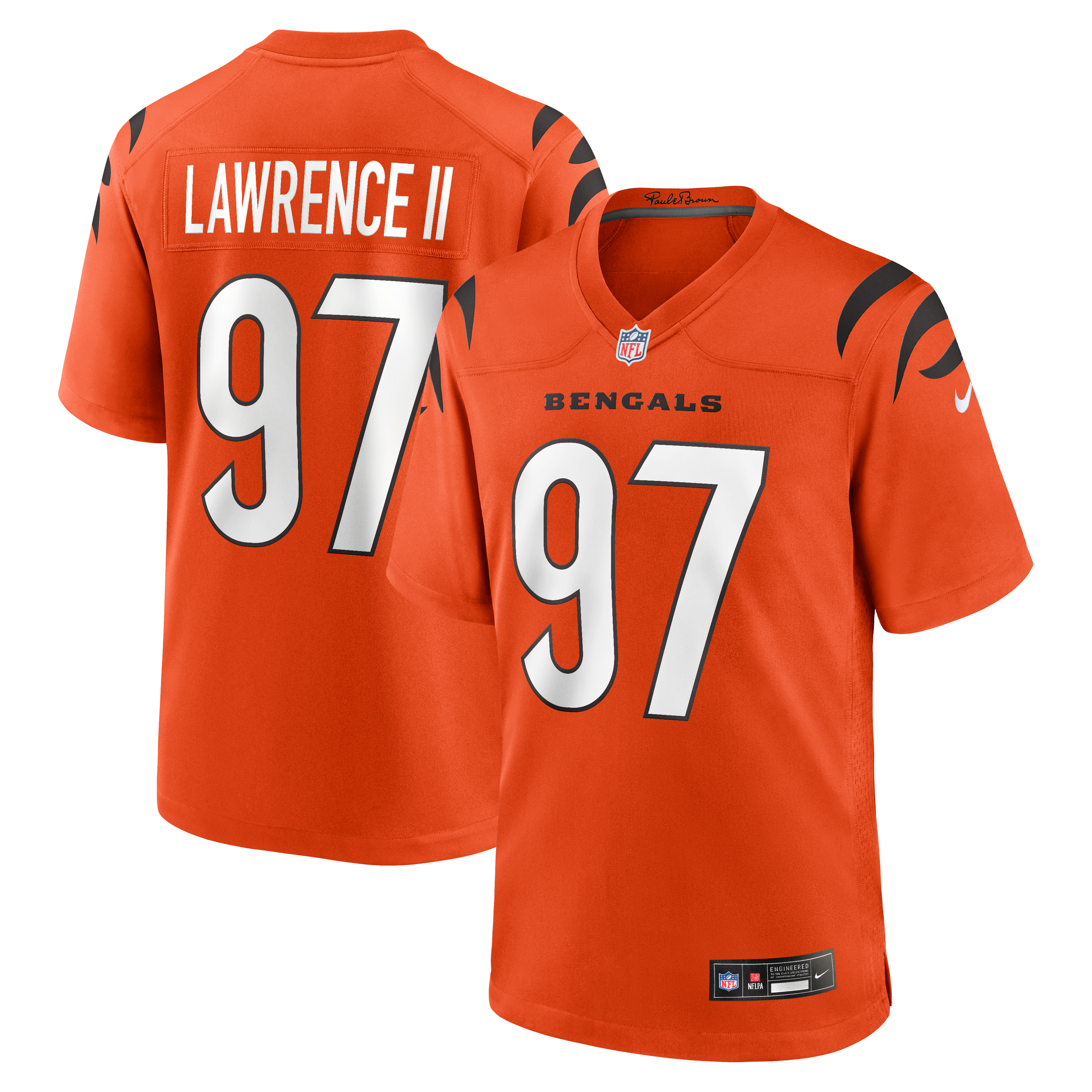 Men’s Nike Dexter Lawrence II Orange Cincinnati Bengals Game Jersey