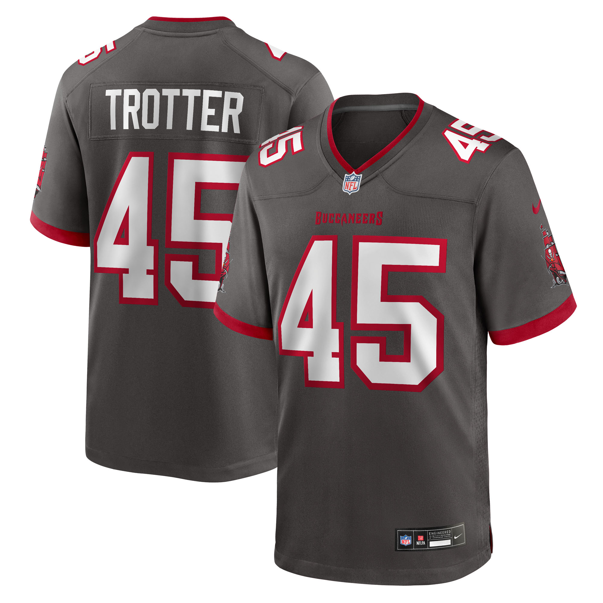Men's Nike Josiah Trotter Pewter Tampa Bay Buccaneers Alternate Game Jersey