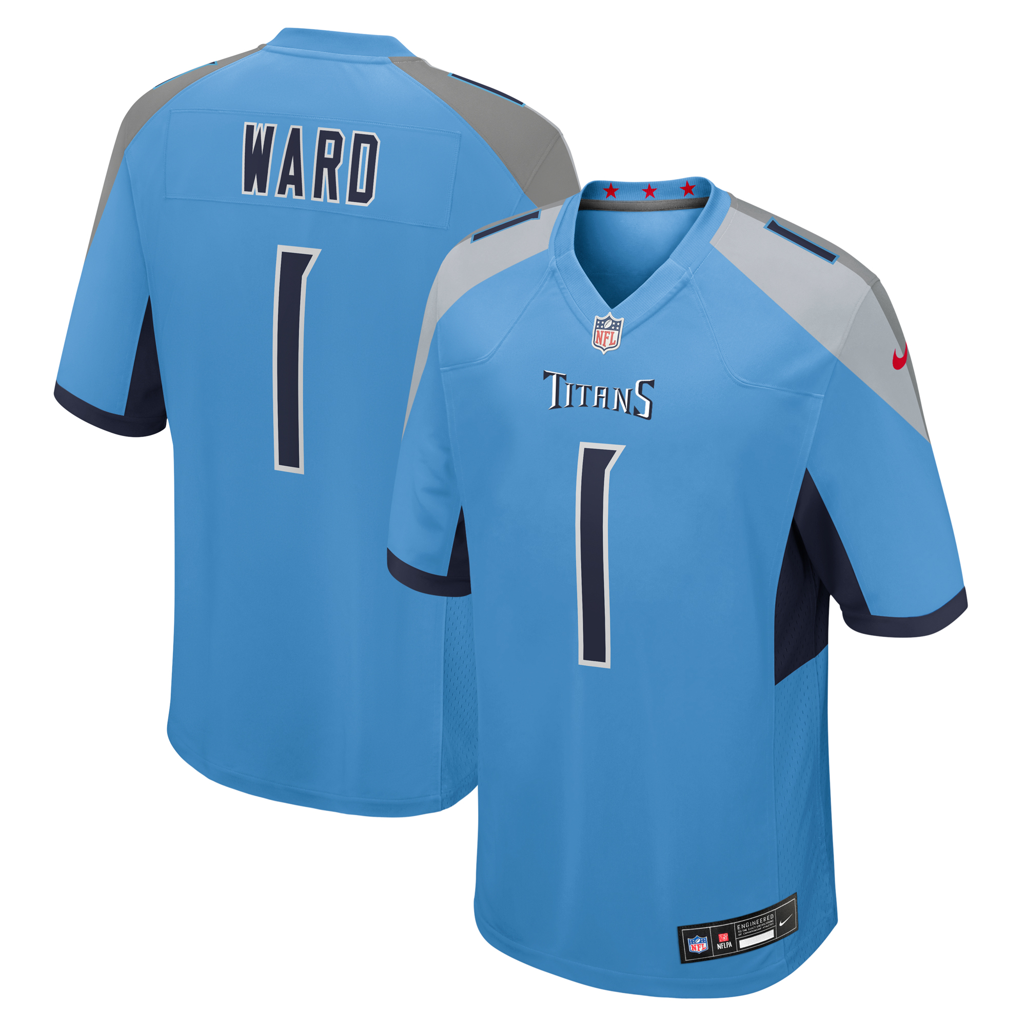 Men's Nike Cameron Ward Light Blue Tennessee Titans 2025 NFL Draft First Round Pick Game Jersey
