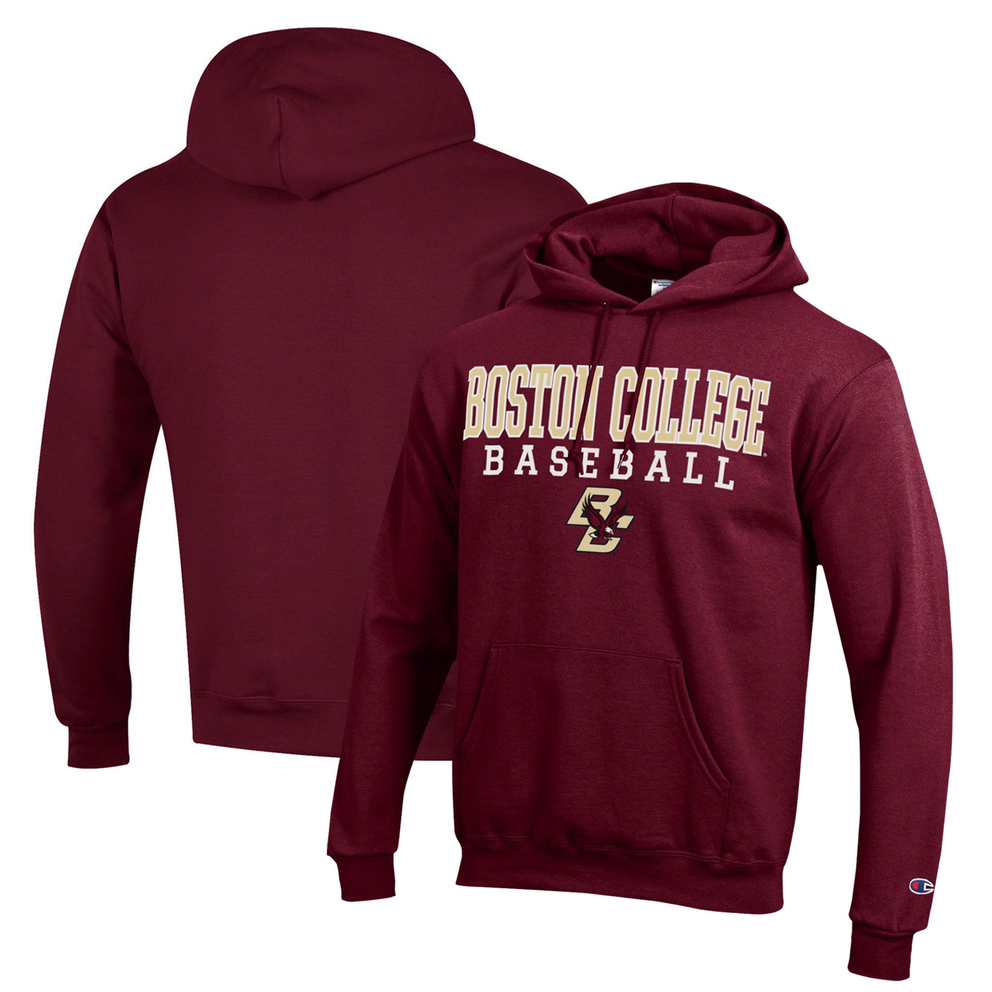 Men's Champion  Maroon Boston College Eagles Stack Baseball Powerblend Pullover Hoodie