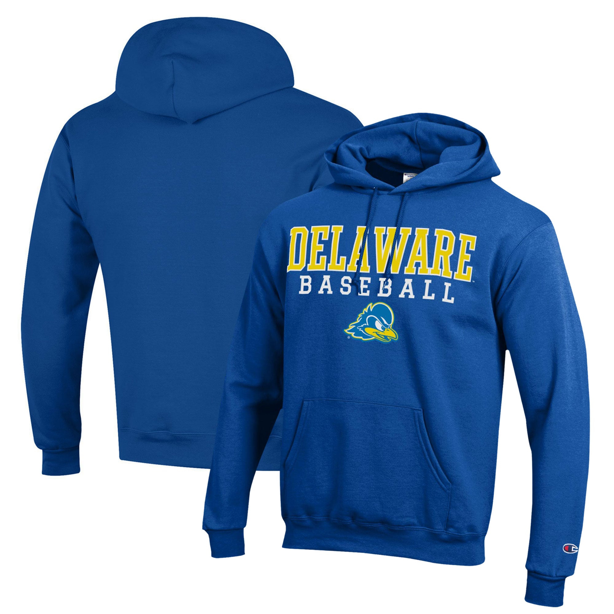 Men's Champion  Royal Delaware Fightin' Blue Hens Stack Baseball Powerblend Pullover Hoodie