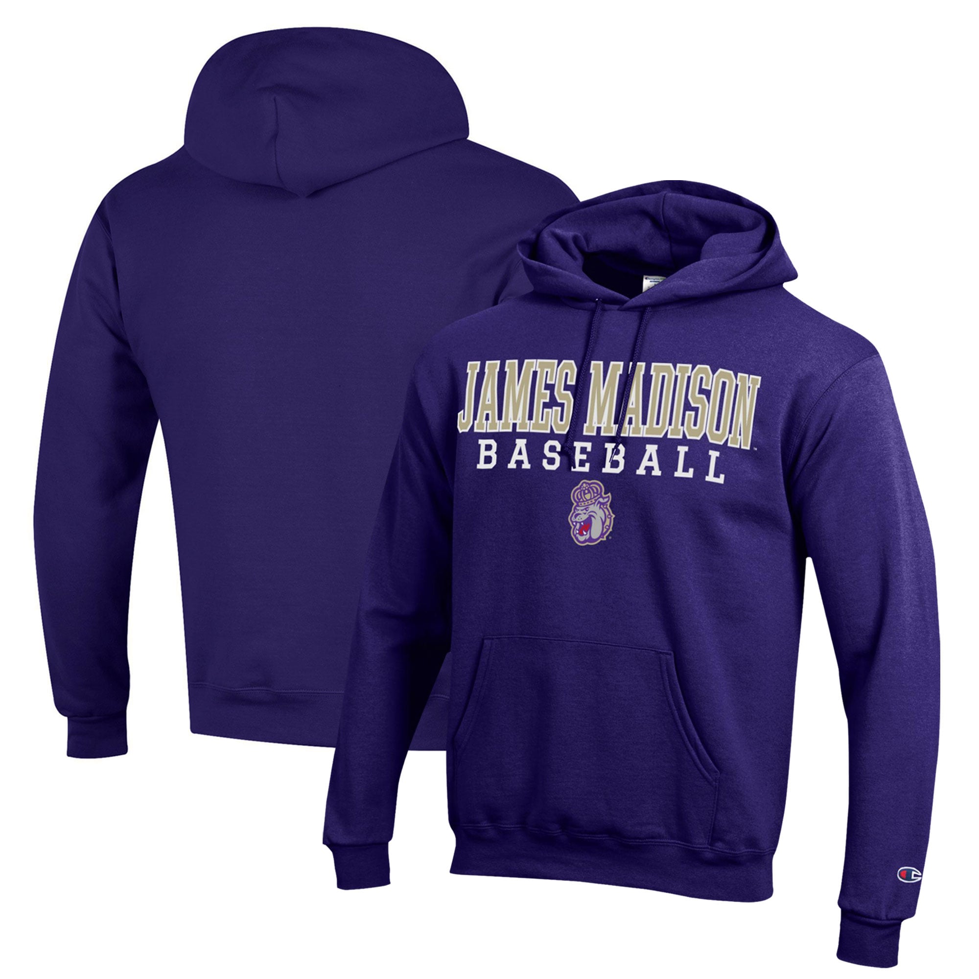 Men's Champion  Purple James Madison Dukes Stack Baseball Powerblend Pullover Hoodie