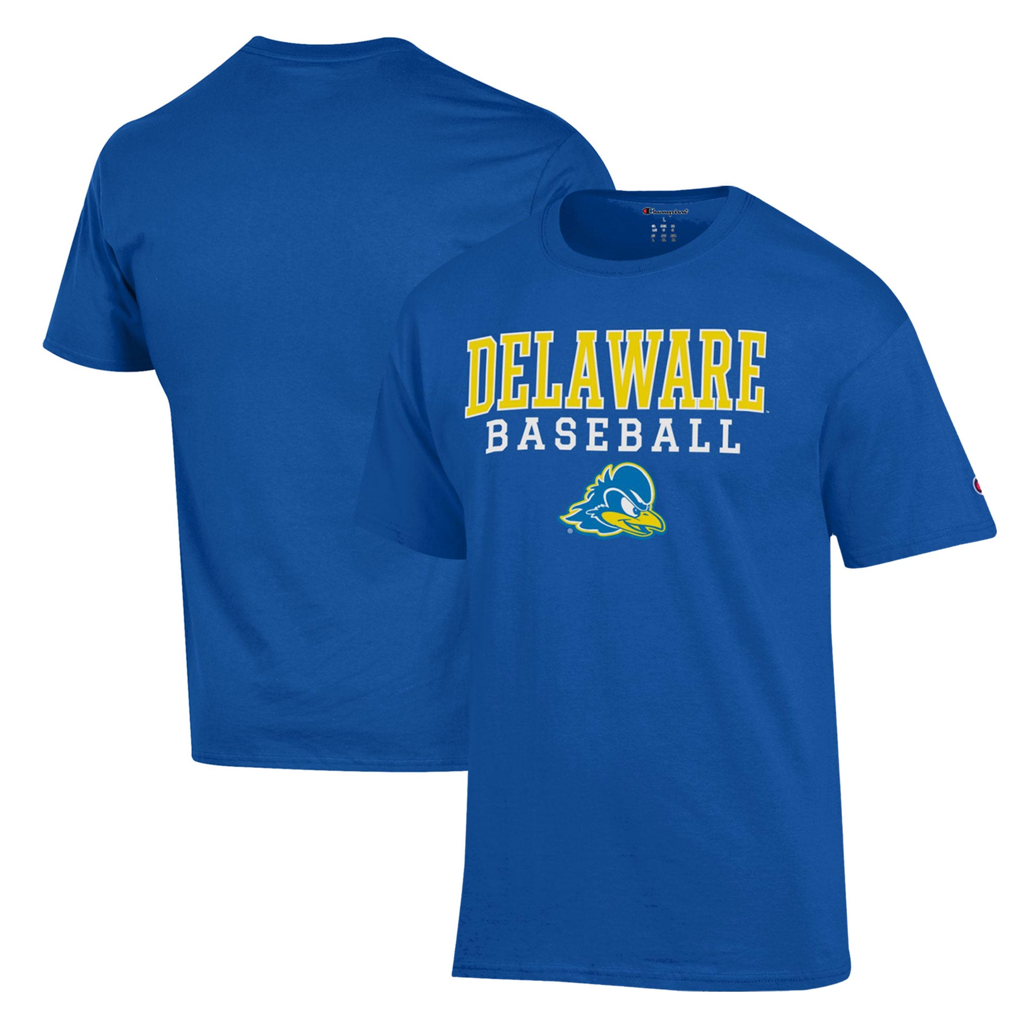 Men's Champion  Royal Delaware Fightin' Blue Hens Stack Baseball T-Shirt