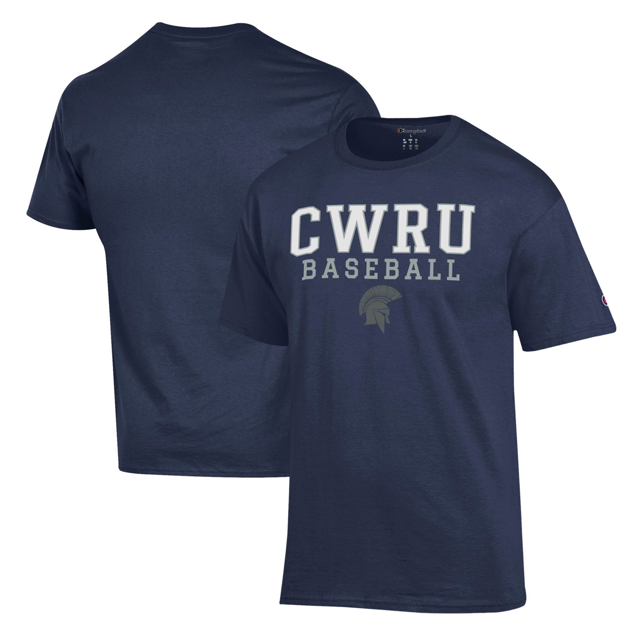Men's Champion  Navy Case Western Reserve Spartans Stack Baseball T-Shirt