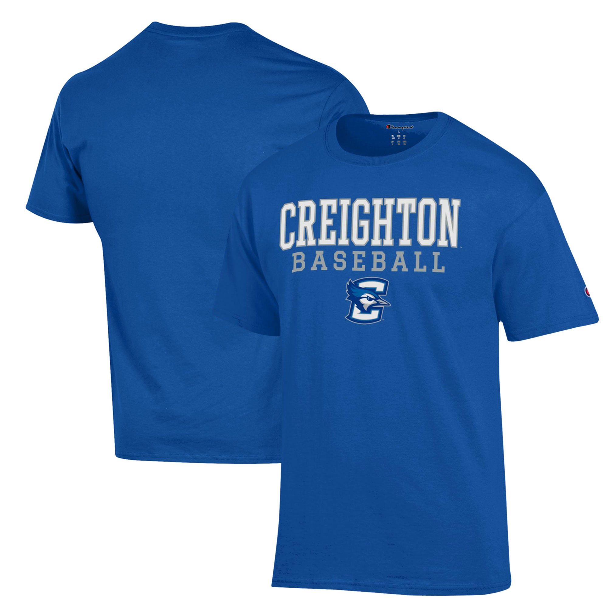 Men's Champion Blue Creighton Bluejays Stack Baseball T-Shirt