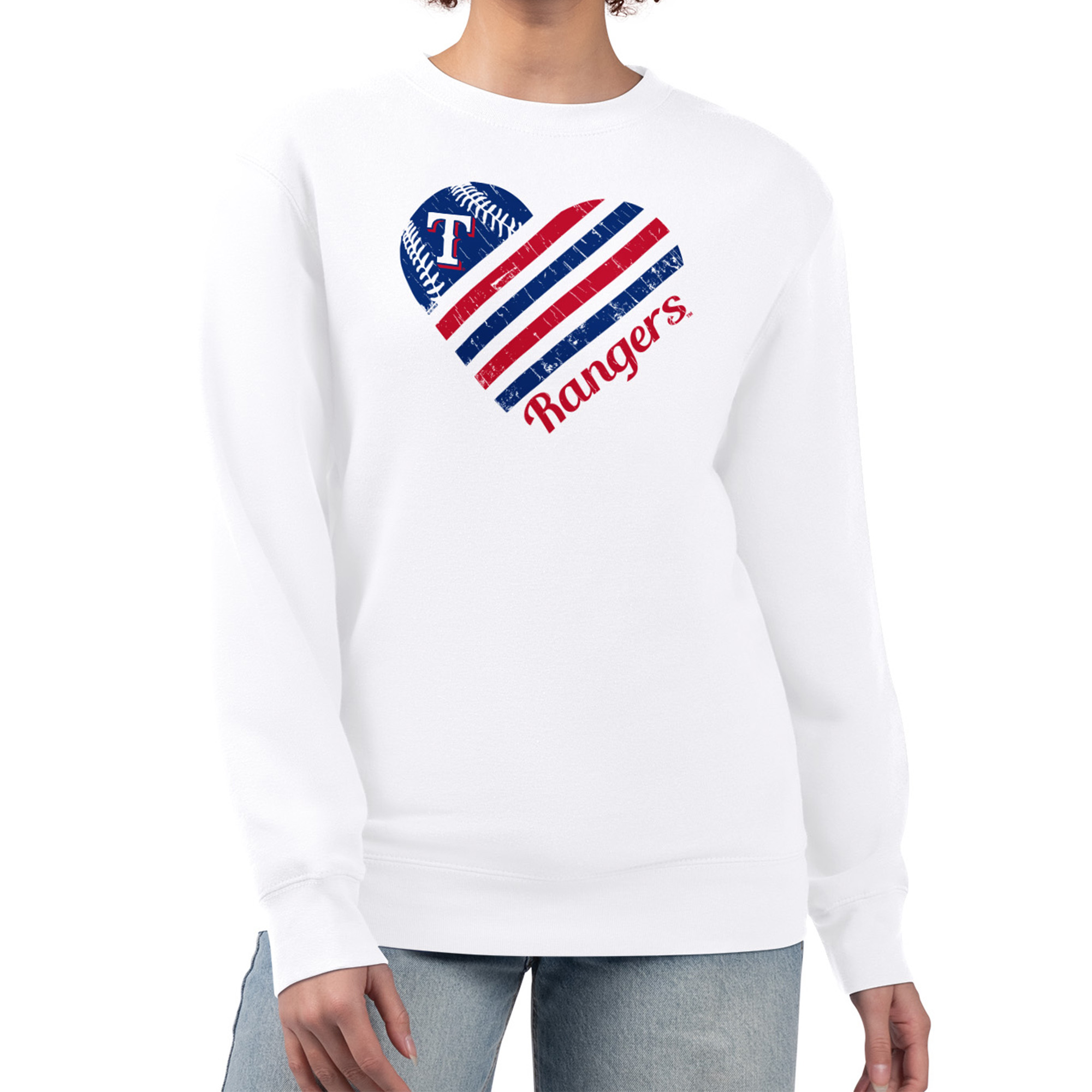Women’s G-III 4Her by Carl Banks White Texas Rangers Heart Logo Fleece Pullover Sweatshirt Women’s G-III 4Her by Carl Banks White Texas Rangers Heart Logo Fleece Pullover Sweatshirt