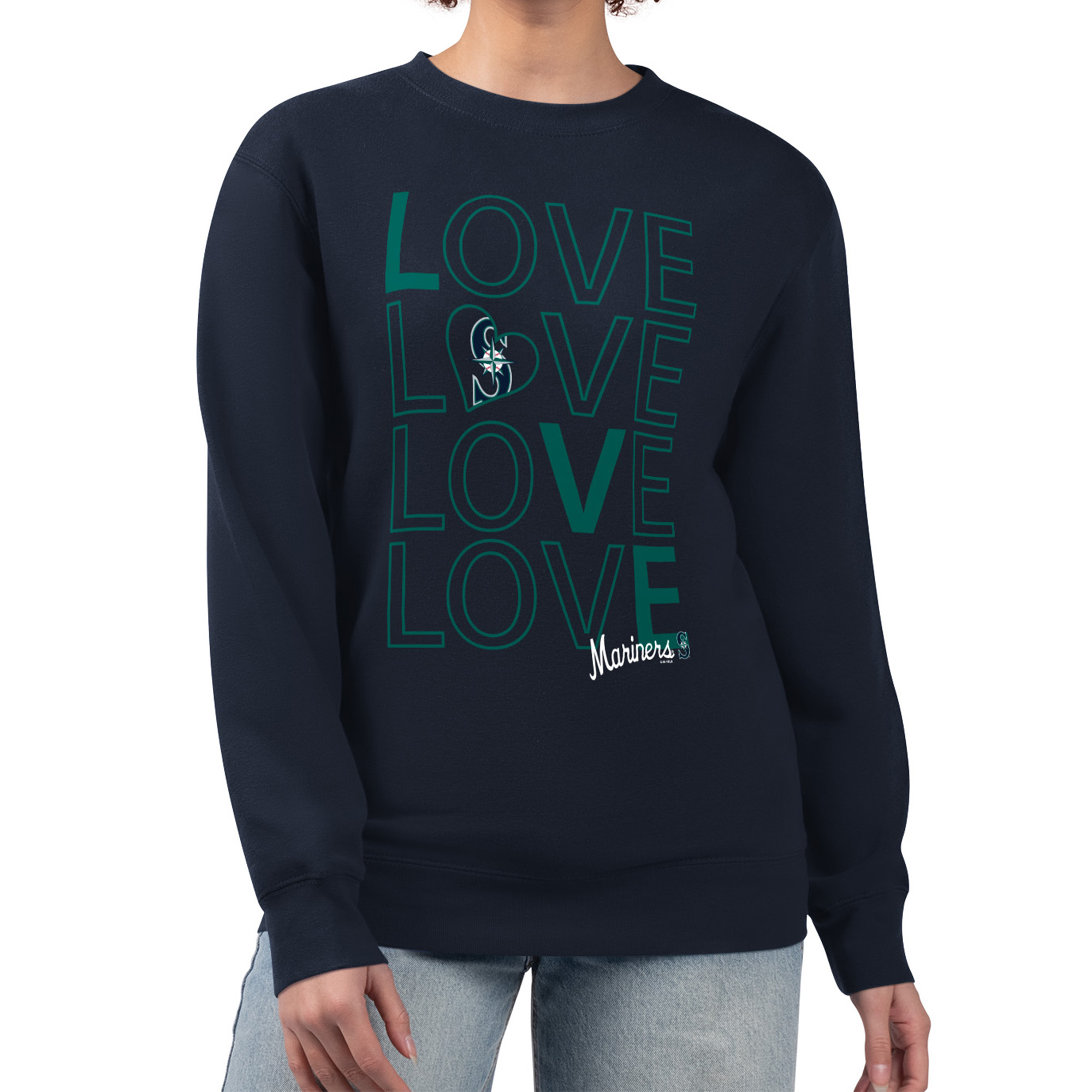 Women’s G-III 4Her by Carl Banks Navy Seattle Mariners Love Team Logo Fleece Pullover Sweatshirt Women’s G-III 4Her by Carl Banks Navy Seattle Mariners Love Team Logo Fleece Pullover Sweatshirt