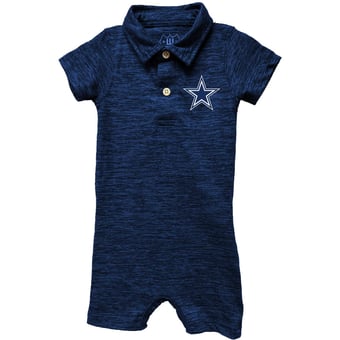 Infant Wes & Willy Navy Dallas Cowboys Short Leg Cloudy Yarn Polo Romper