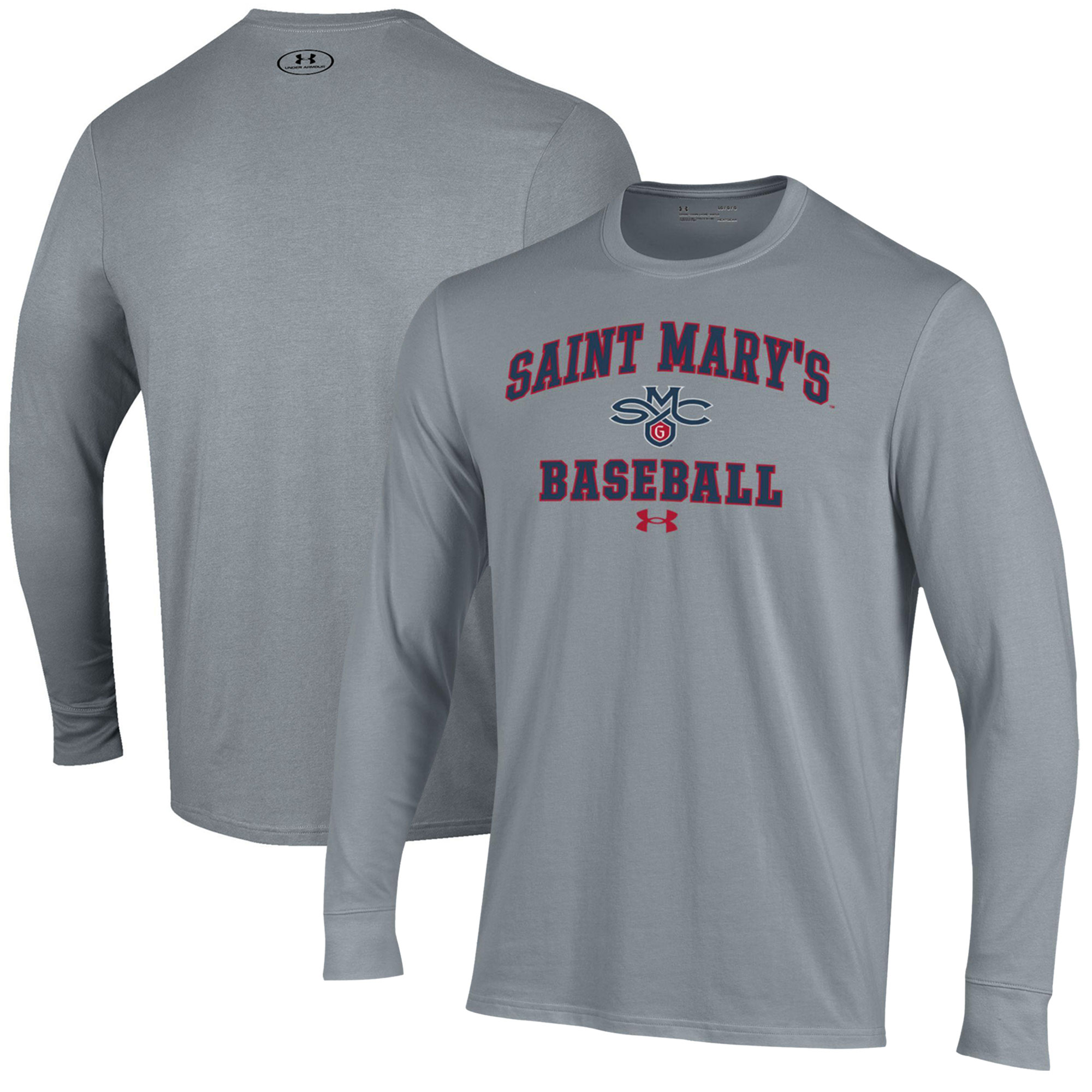 Men’s Under Armour Gray Saint Mary’s Gaels Baseball Performance Long Sleeve T-Shirt
