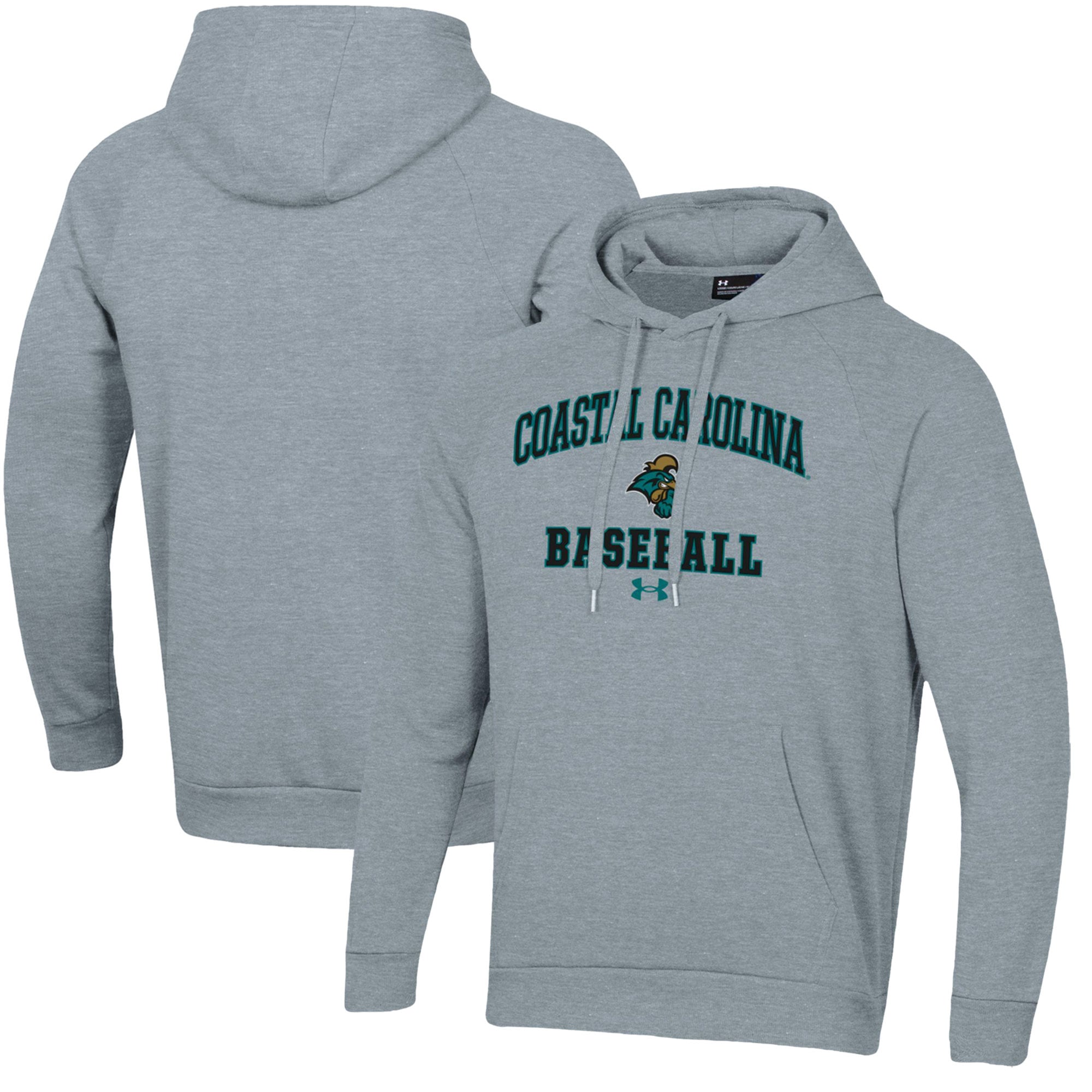 Men's Under Armour  Gray Coastal Carolina Chanticleers All Day Arch Fleece Baseball Raglan Pullover Hoodie