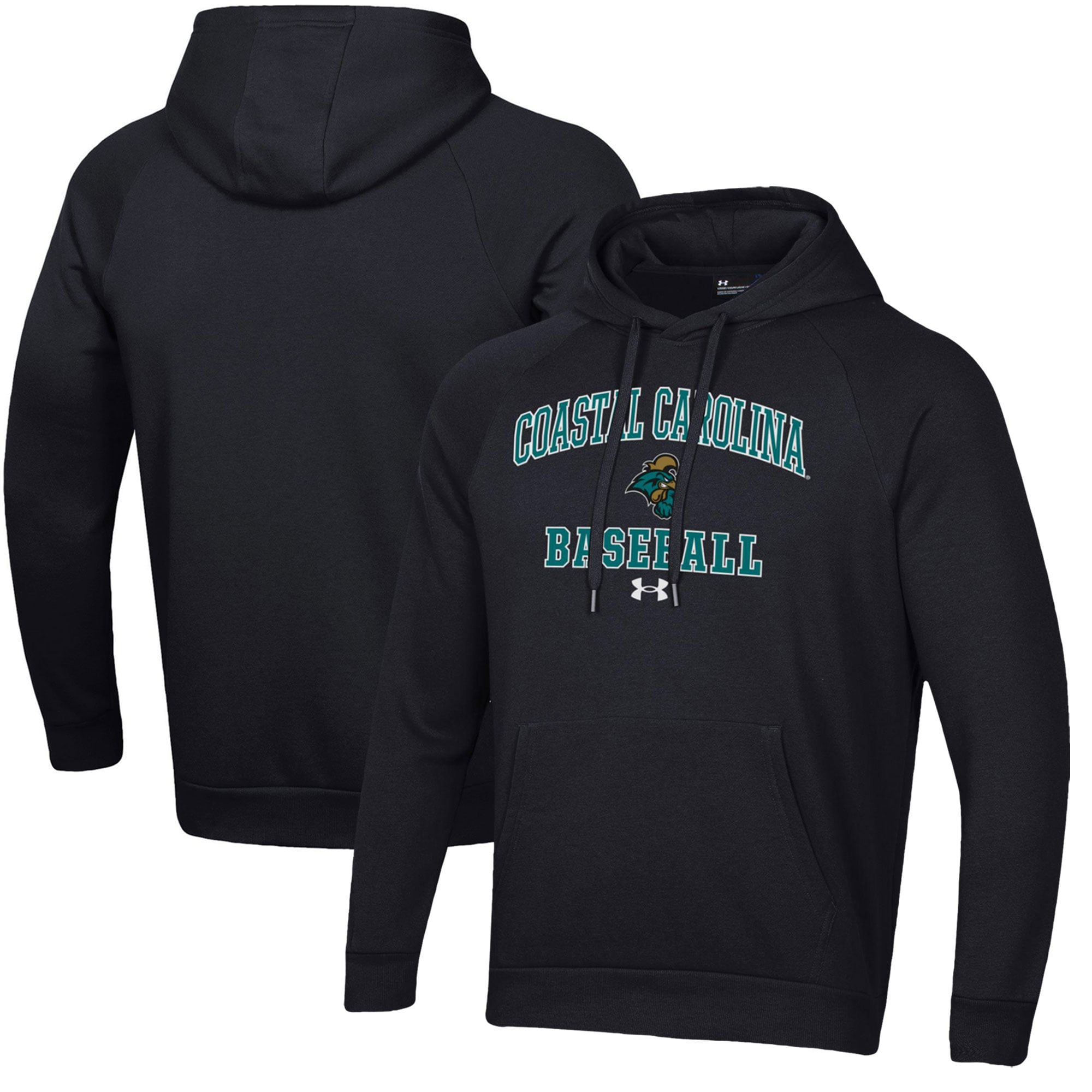 Men's Under Armour  Black Coastal Carolina Chanticleers All Day Arch Fleece Baseball Raglan Pullover Hoodie