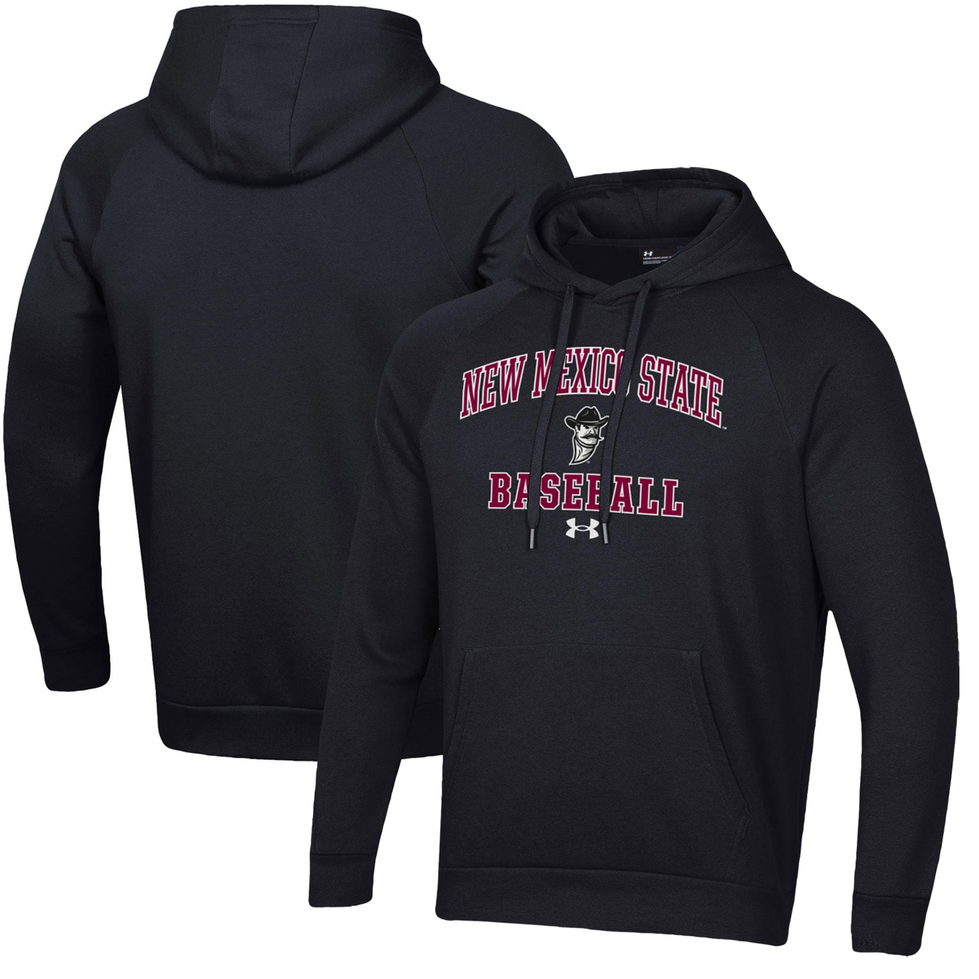 Men's Under Armour  Black New Mexico State Aggies All Day Arch Fleece Baseball Raglan Pullover Hoodie
